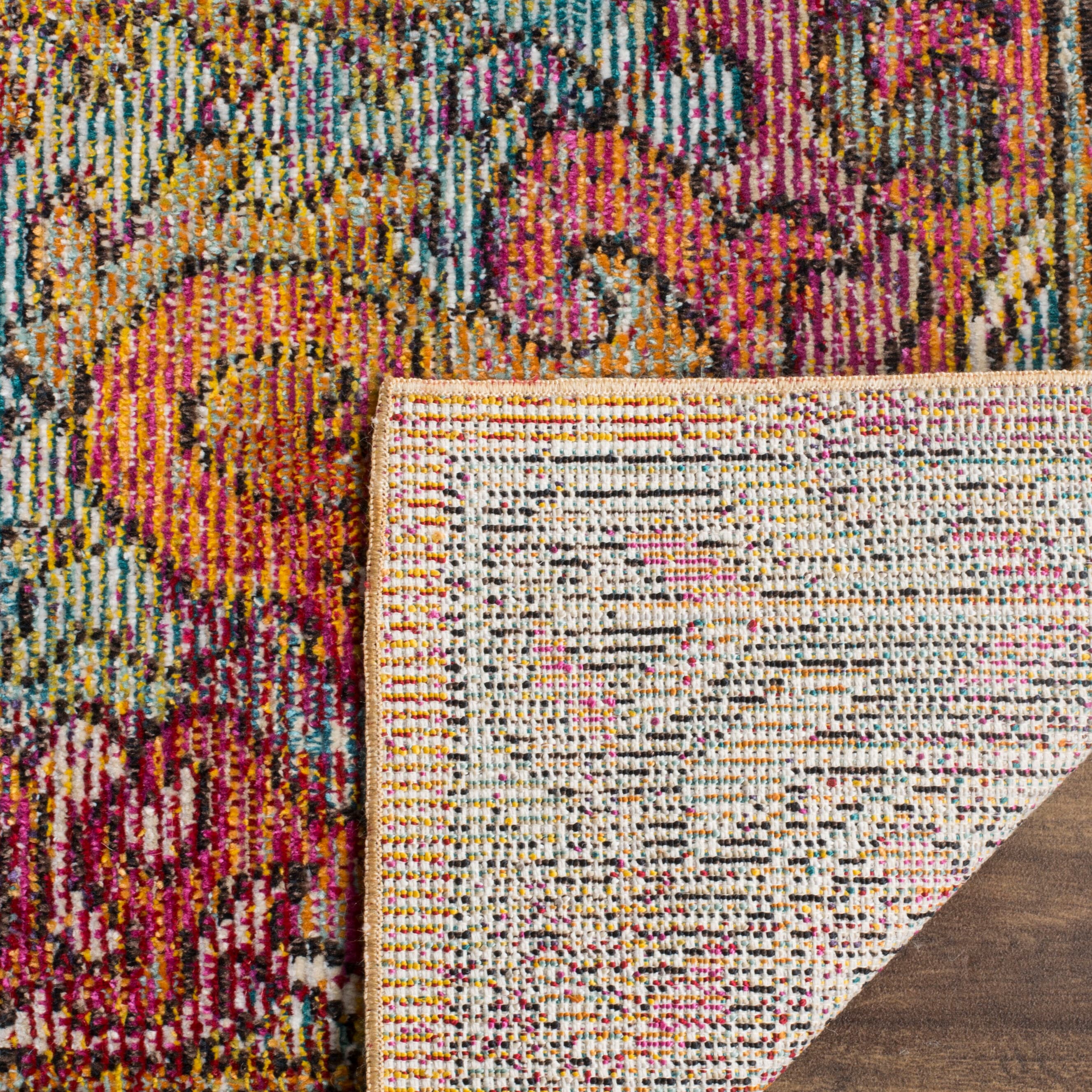 Colorful Low Pile Bohemian Floral Area Rug