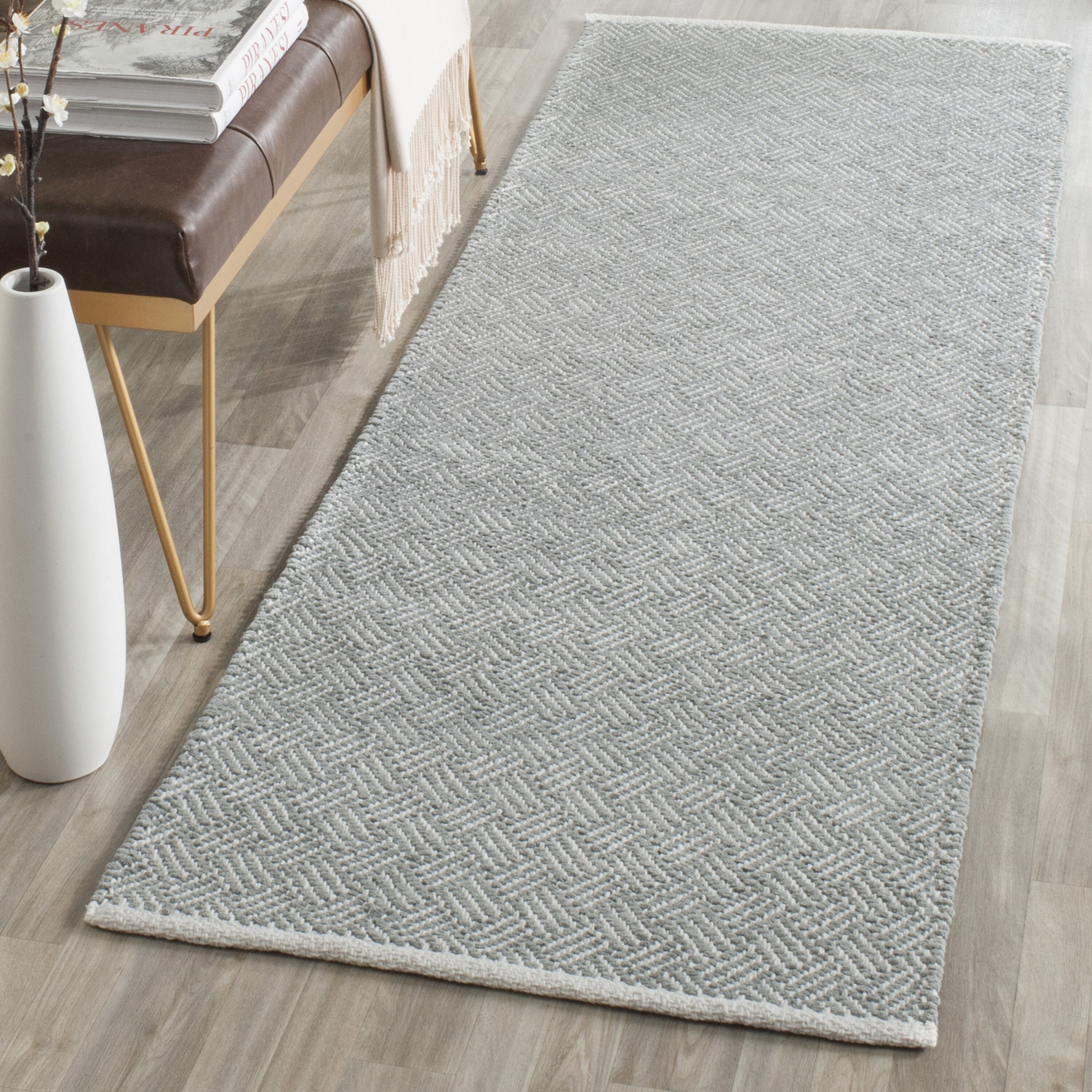 Safavieh BOS680E-29 Boston 2 x 9 (ft) Tufted Cotton Gray Rectangular Indoor Geometric Bohemian/Eclectic Runner rug