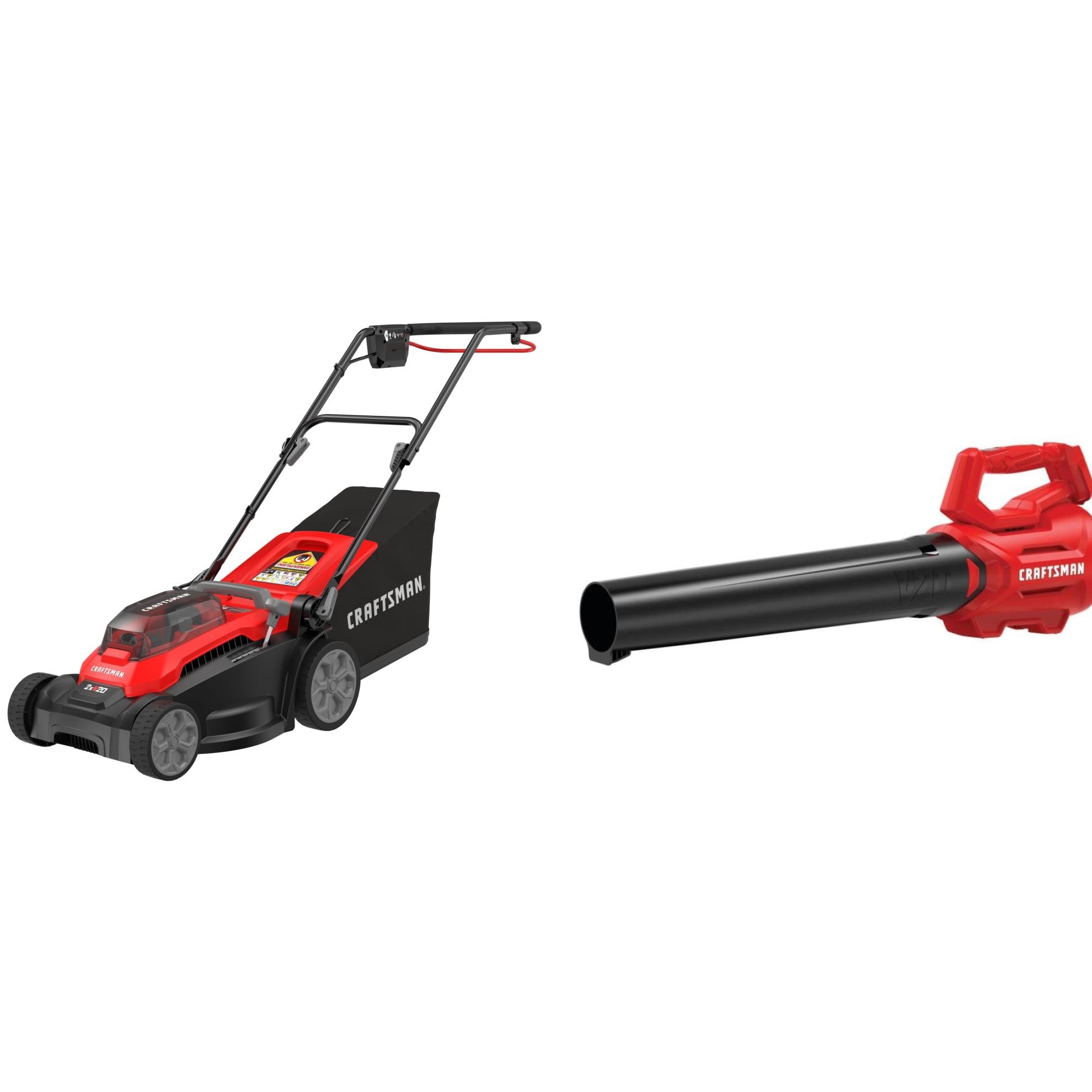 CRAFTSMAN V20 Push 15-in Lawn Mower and Axial Leaf Blower Cordless Lawn Care Combo