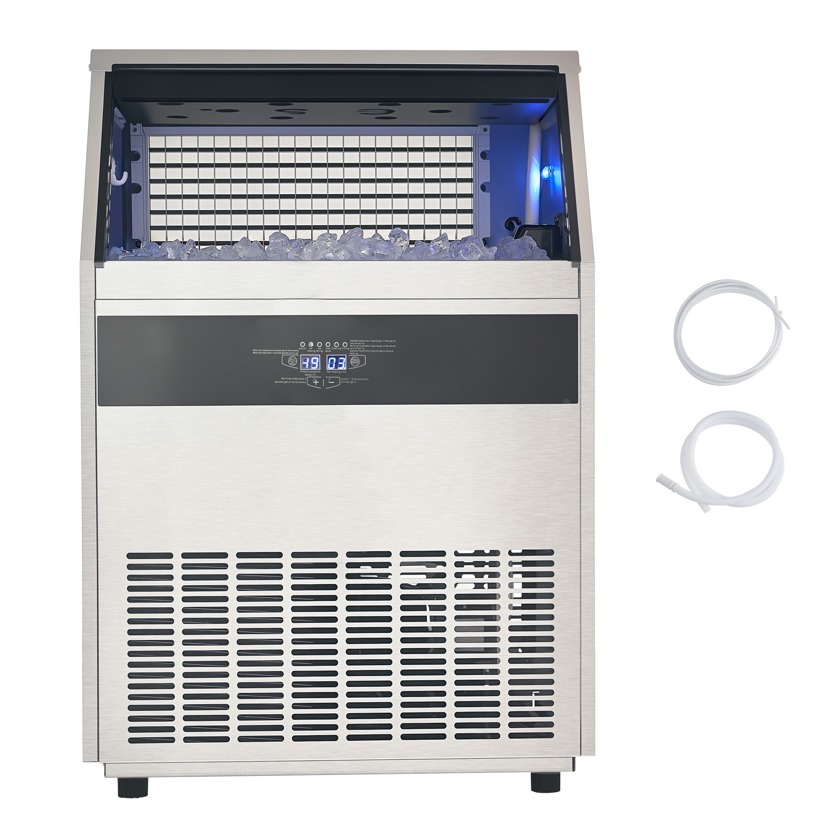 VEVOR DDJBJBJLJBJ000001V1 110 LBS Storage Ice Maker 440-lb Ice Per day Freestanding Cubed Ice Maker ( Galvanized Sheet )