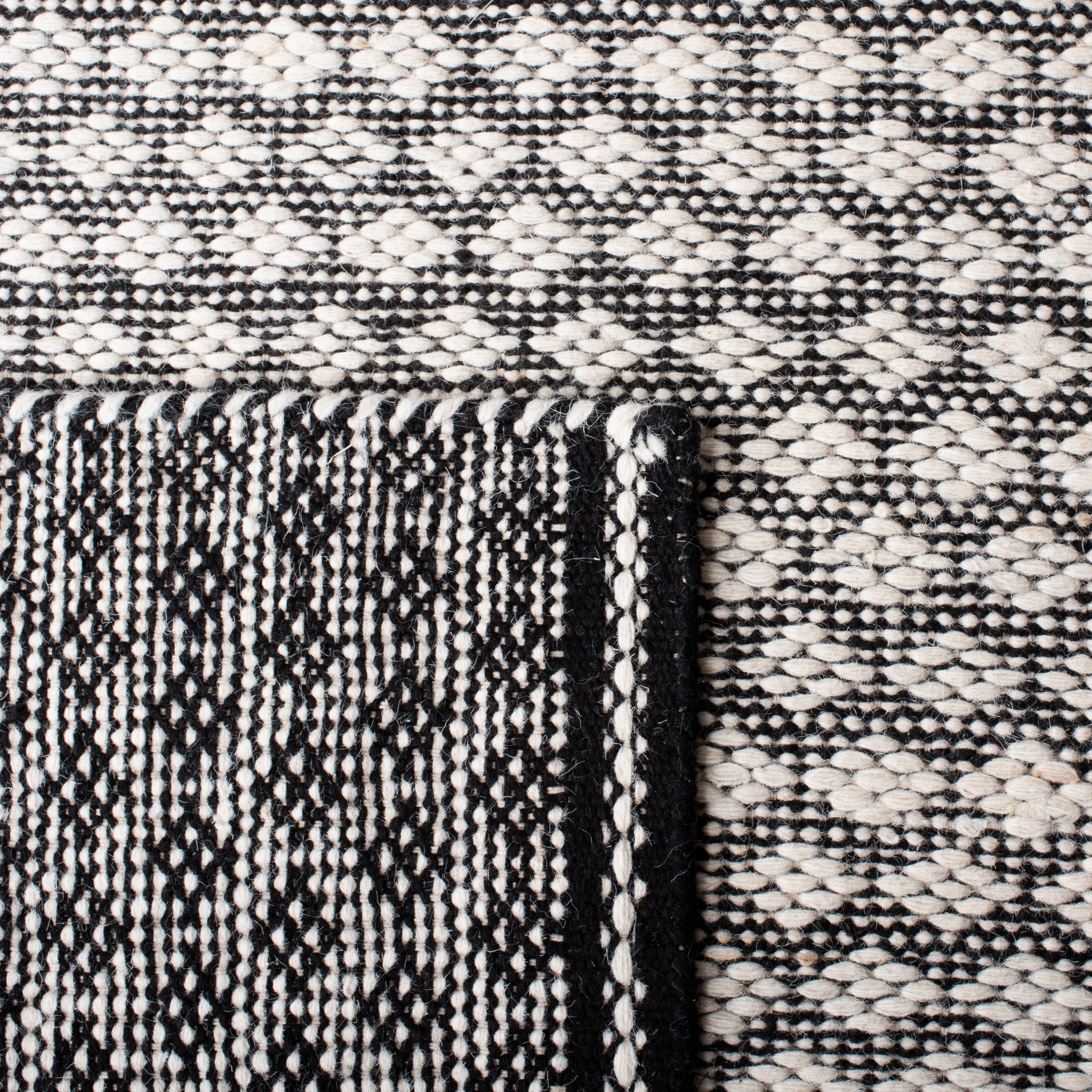 Black and White Handmade Wool Kilim Runner Rug