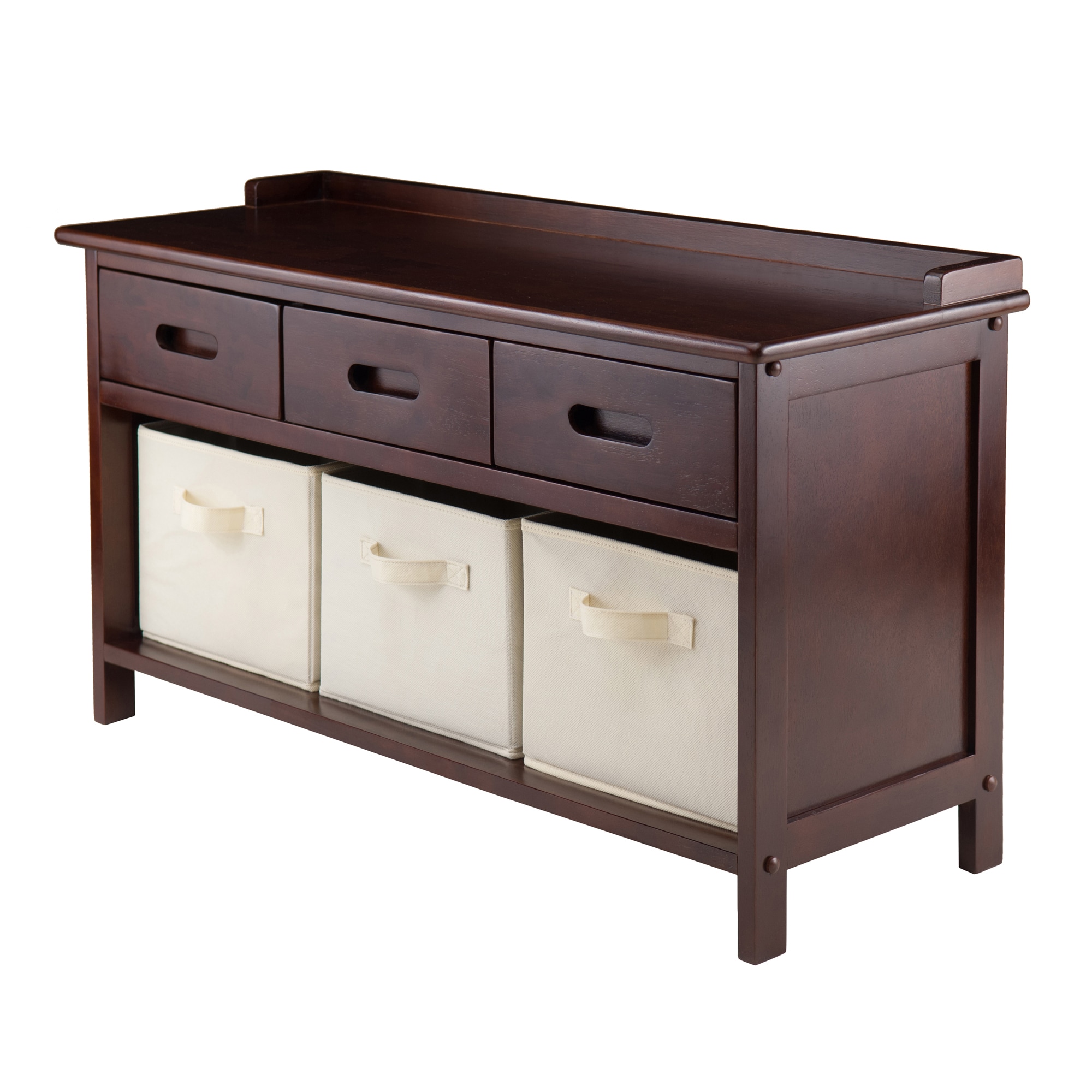Winsome Wood 94808 Adriana Craftsman Beige/Walnut Storage Bench with Storage 38.27-in x 14.17-in x 21.85-in