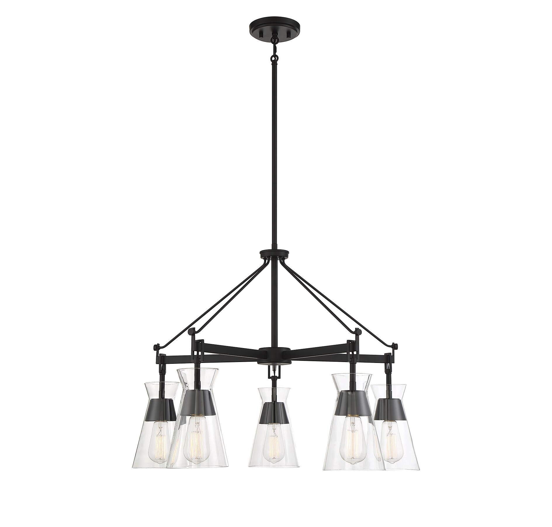 Lakewood Matte Black Mid-Century Modern 5-Light Chandelier