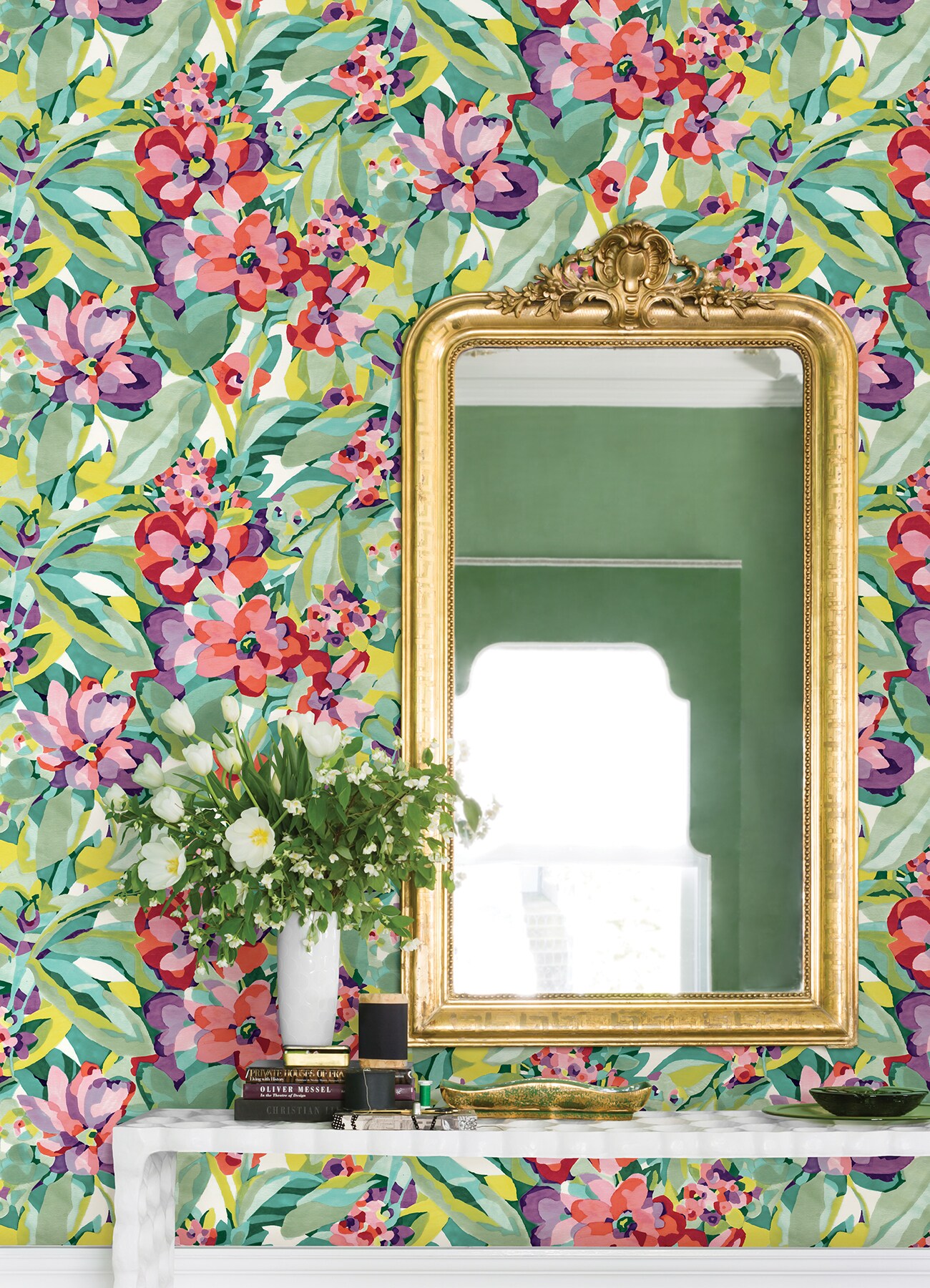 Multicolor Vinyl Floral Peel and Stick Wallpaper Roll