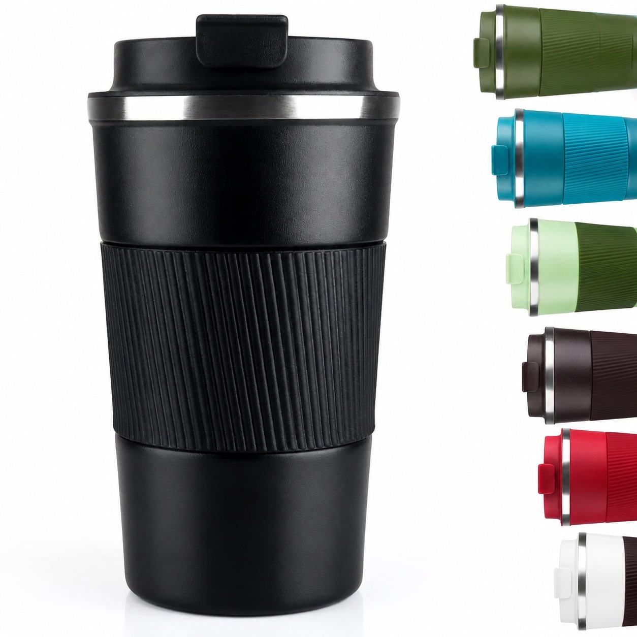 Aoibox  12 oz Black Double Wall Vacuum Insulated Stainless Steel Travel Coffee Mug with Leakproof Lid