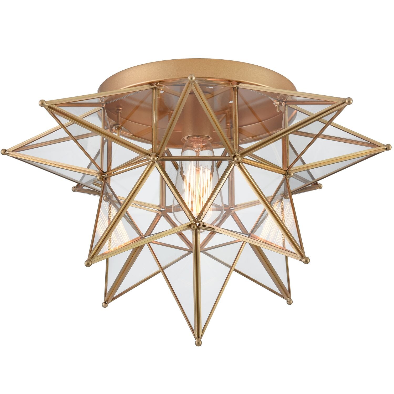 Claxy DZ-TB7060CU-20J-T 18.3-Inches Brass Geometric Metal Ceiling Light Mount