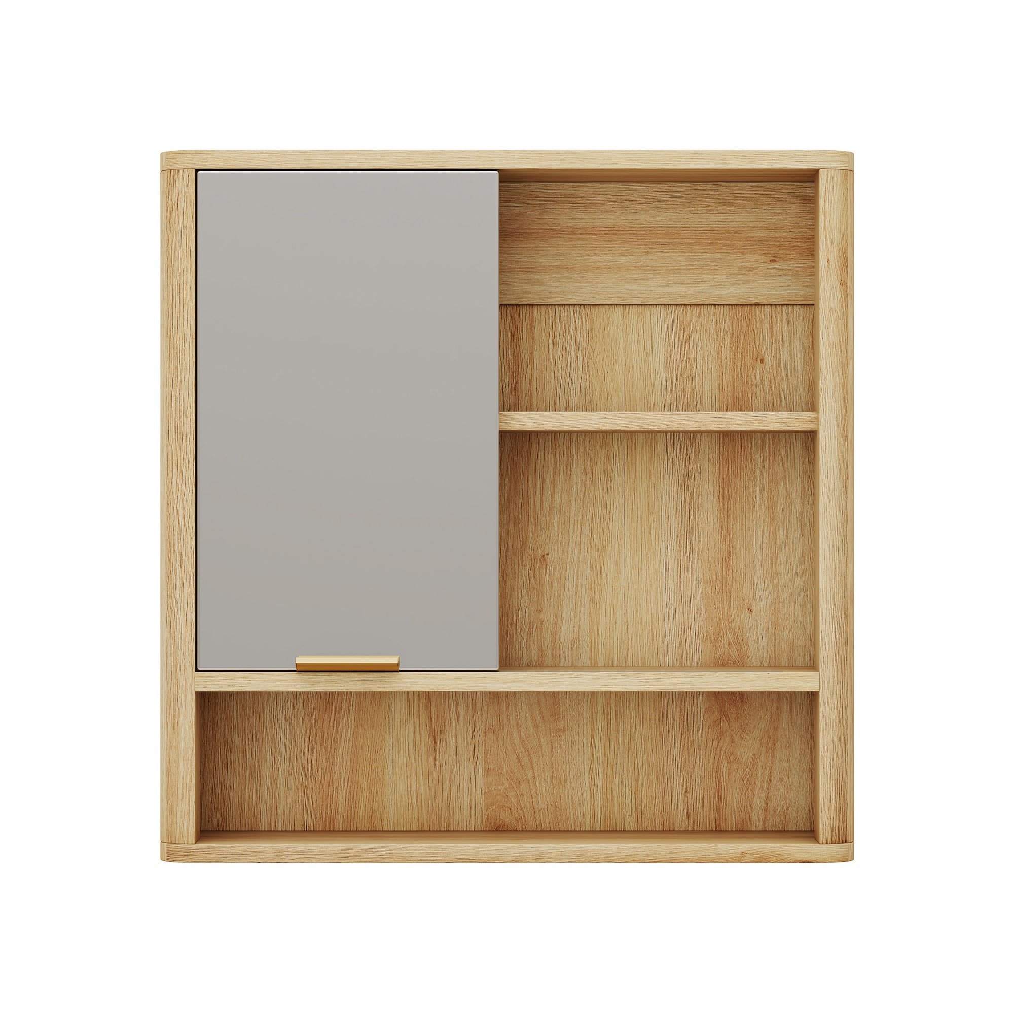 Wooakway 21.5x22 Inch Wall Mounted Bathroom Mirror Cabinet Open Storage ...