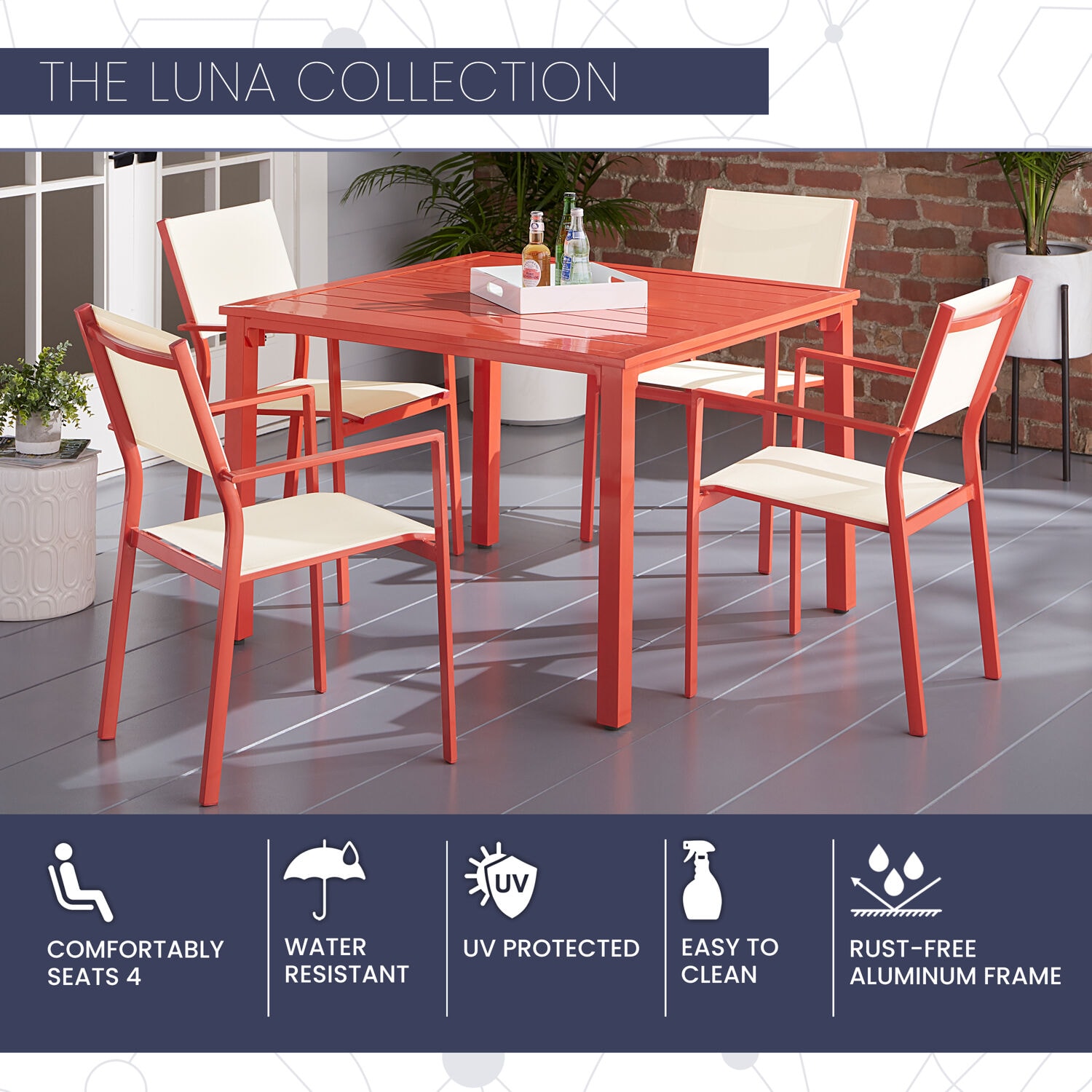 Mod Furniture LUNADN5PCSL-CR Patio-Dining-Sets - View #2