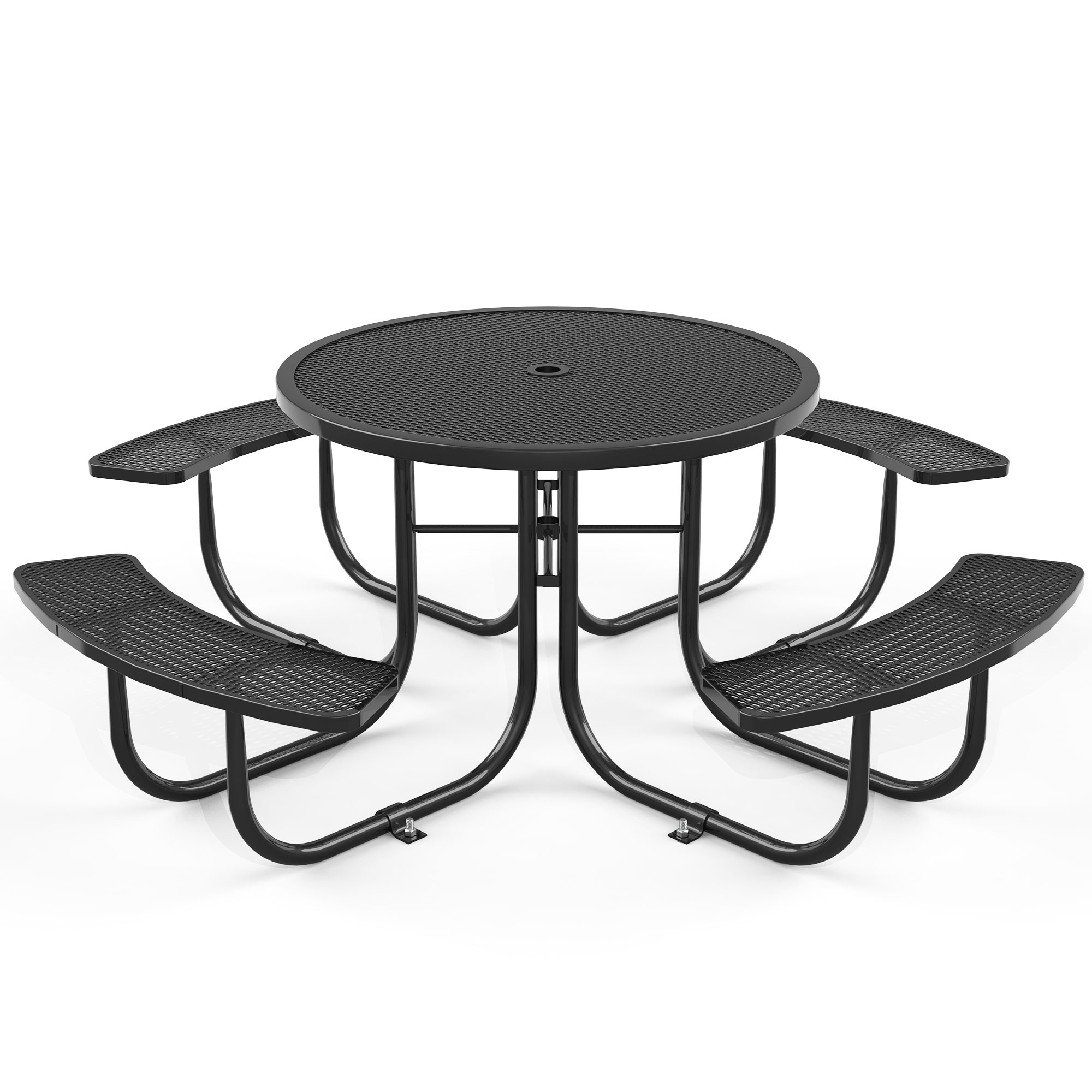 SINOFURN SYA020380BG 46-in Black Steel Round Picnic Table