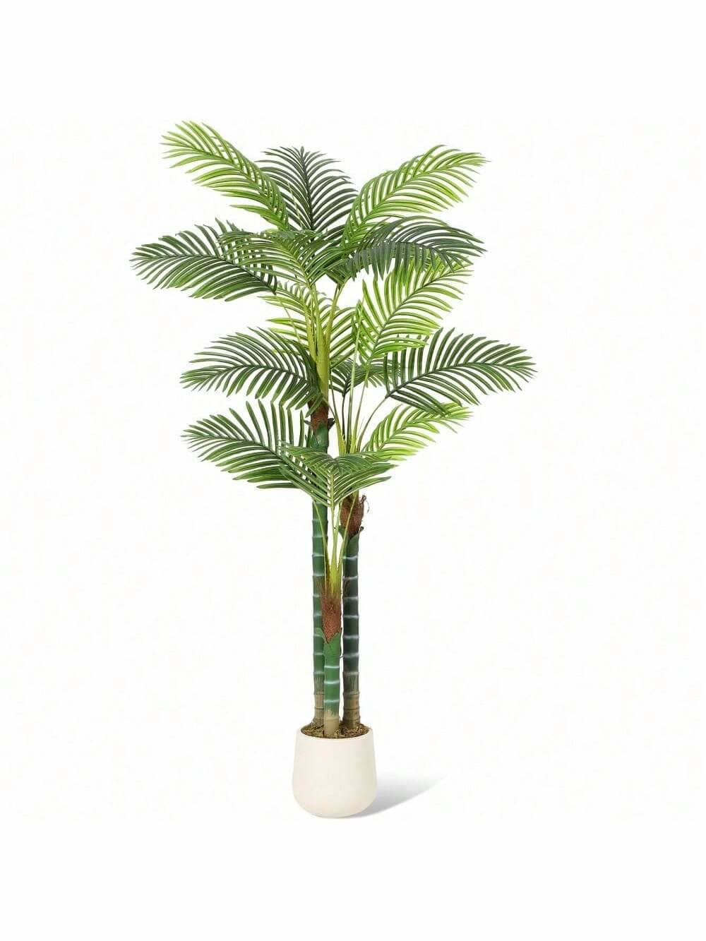 Qeetex PHK-33CDSDRM-HF4 7FT(1PCS) Plastic Multi-Stem Palm Tree Decorations. Realistic Indoor Plant for Home or Office. Easy Maintenance