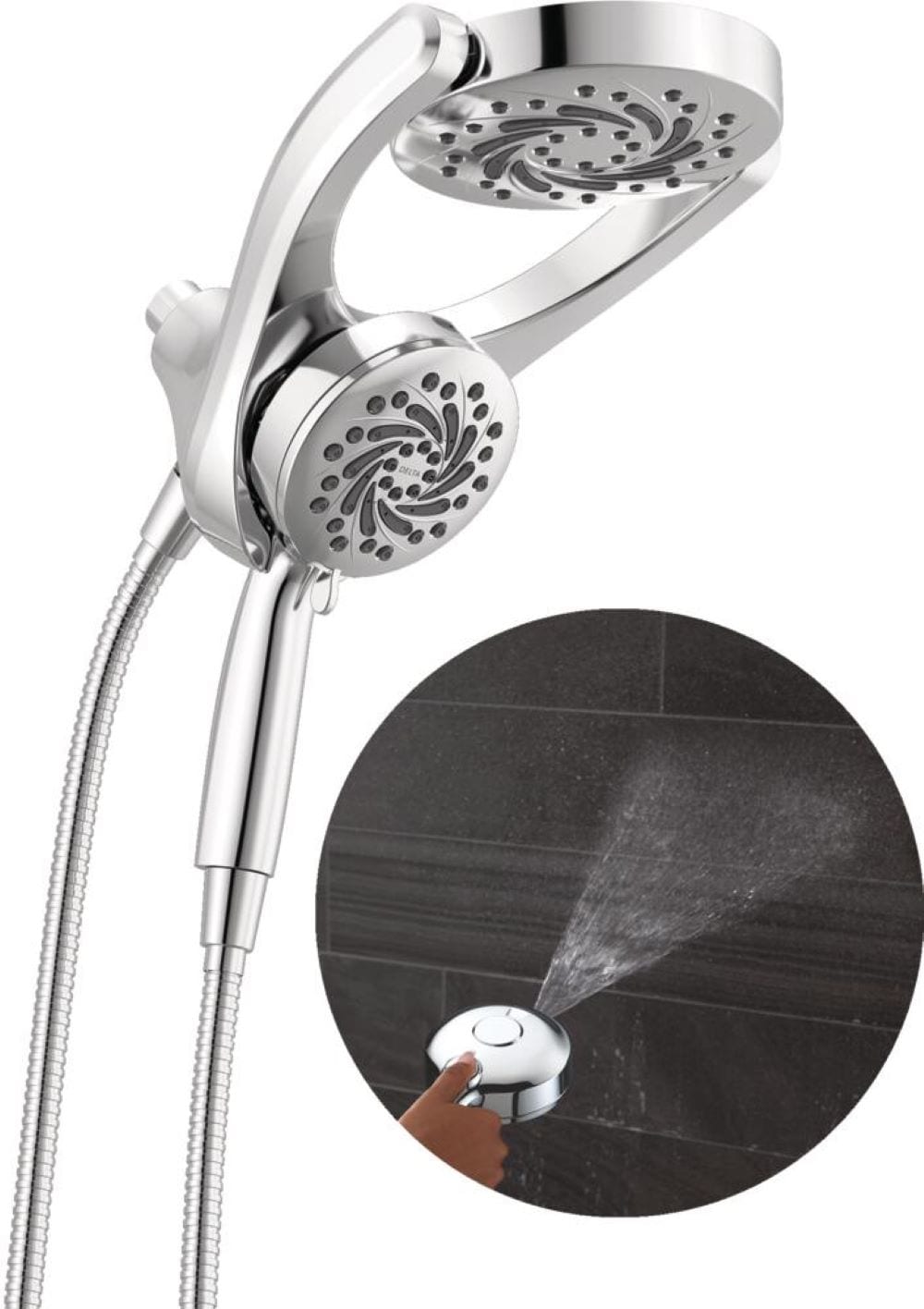 Delta 75419 HydroRain 5 -Settings Chrome 6-in Round Dual/Combo High Pressure Rain Shower Head 1.75 GPM