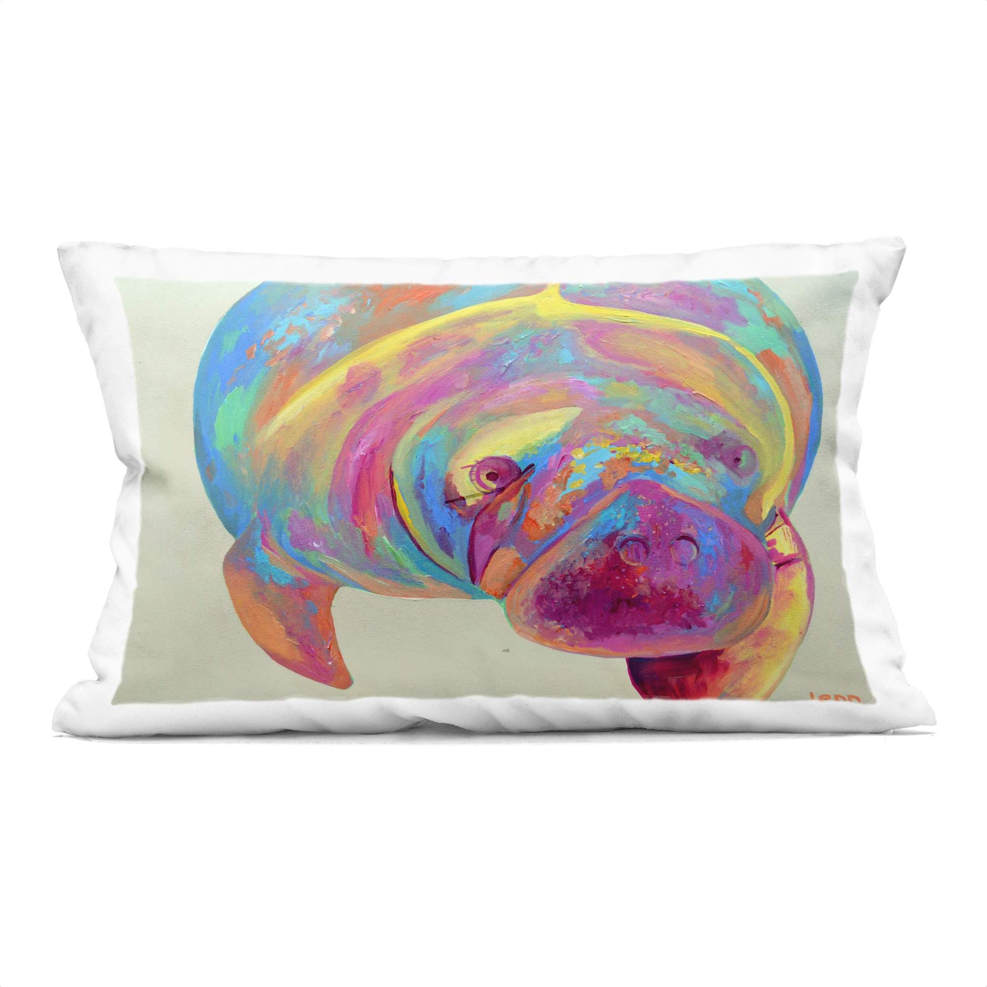 Stupell Industries PLQ-621-RCW-14X20 Mixed Hue Manatee Decorative Printed Throw Pillow design by Jennifer Seeley 14 x 7 x 20
