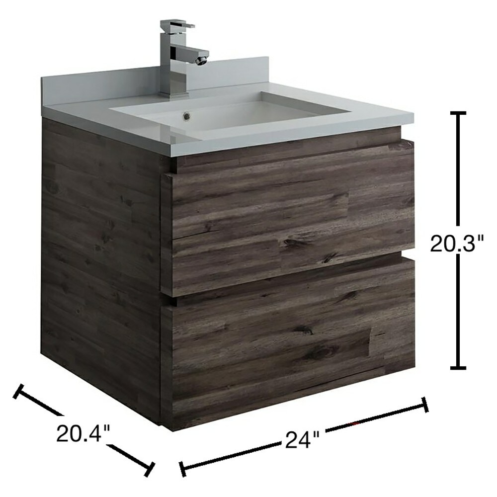 Fresca Formosa 24-in Acacia Wood Undermount Single Sink Floating ...