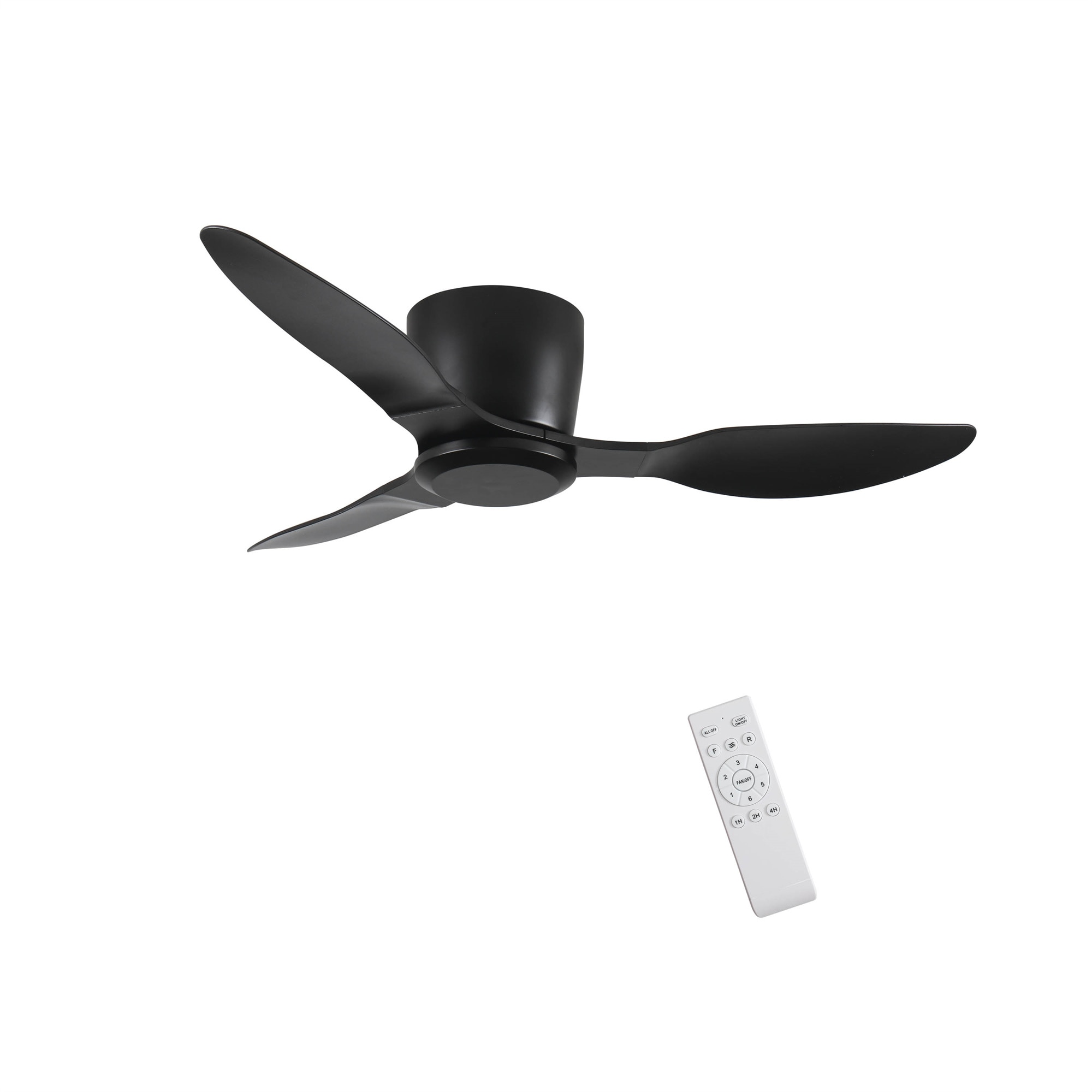 BABOOM BOM-P194033-OR 40-in Flush Mount Black with Black Blades Ceiling Fan Without Light - Remote Included ( 3 -Blade )