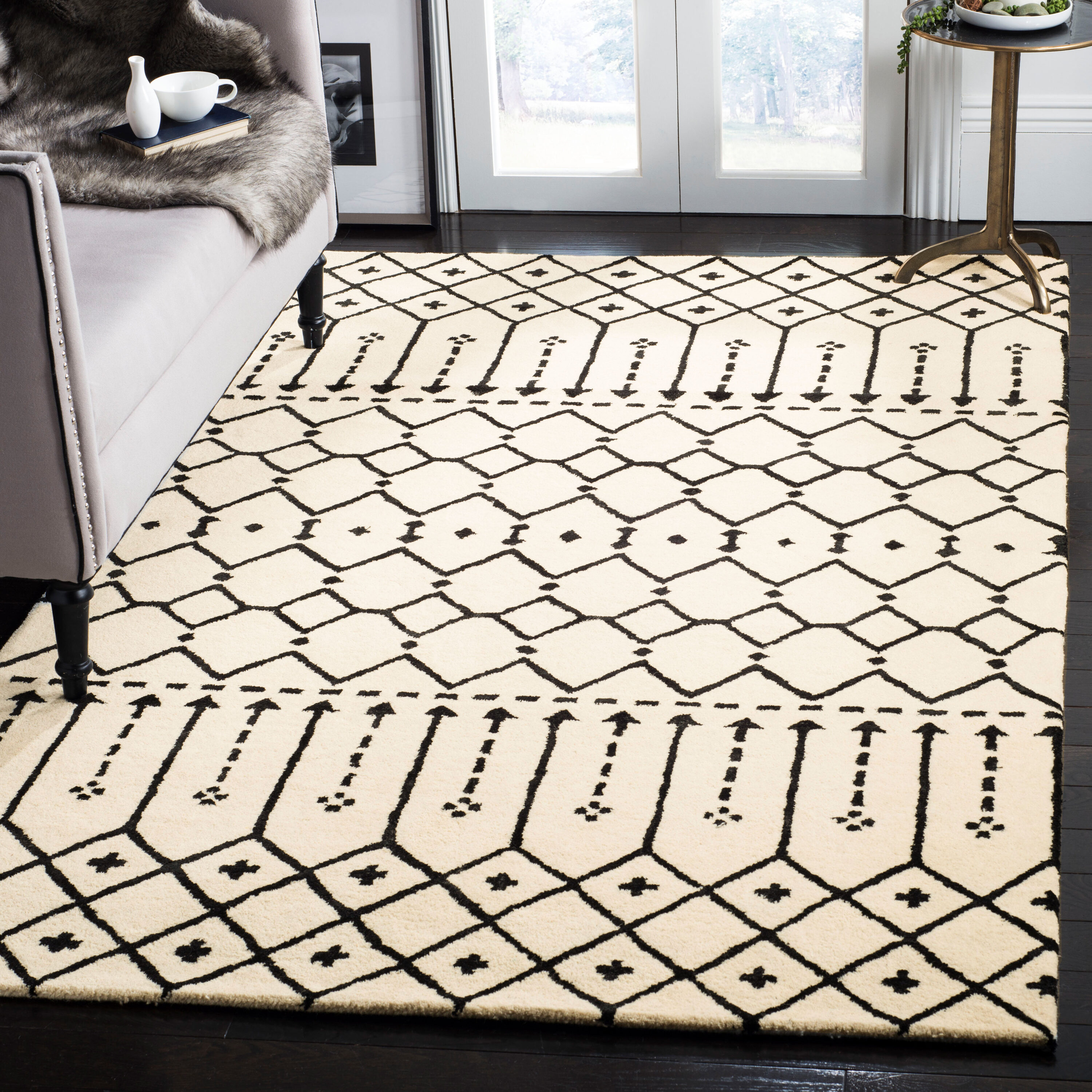  Himalaya 903 Ivory/Black Bohemian 4ft x 6ft Small Rectangle Rug