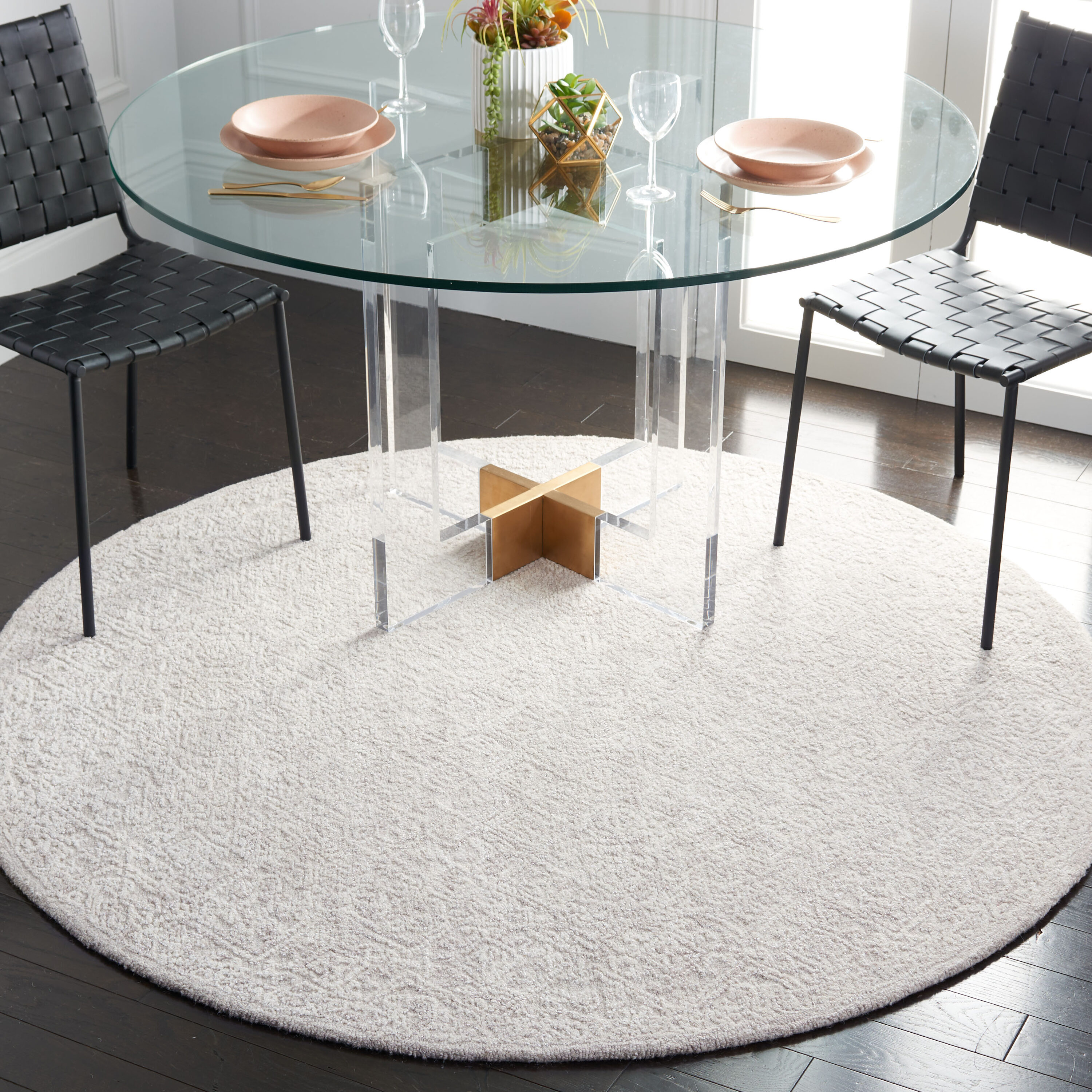  Msr 3275 Tufted Wool Light Gray/Taupe Traditional 6ft x 6ft Round Rug