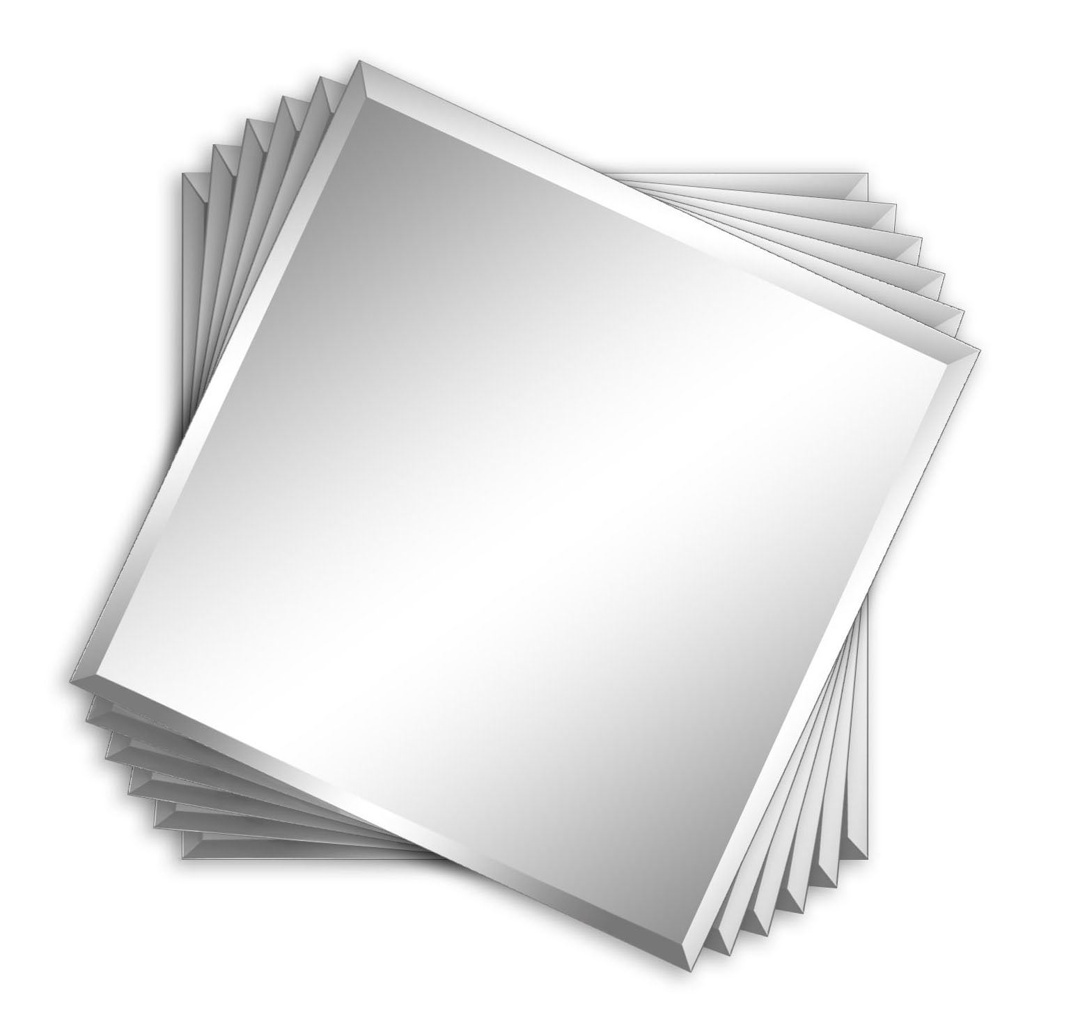 H Square Beveled Frameless Wall Mirror, Square Bevelled Edge Mirror Tiles 6 Pack