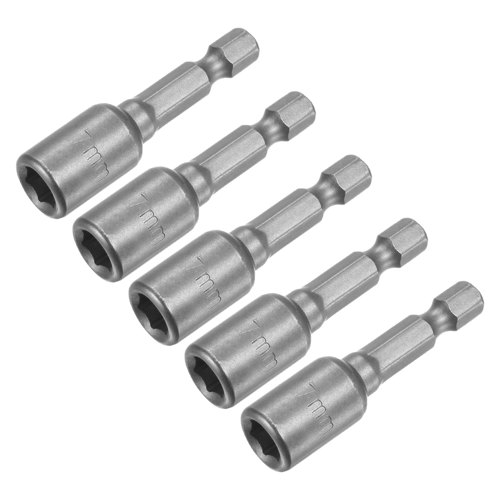 Unique Bargains Quick-Change Nut Driver Bit 1/4 Inch Hex Shank 7mm Magnetic Nut Setter Drill Bits 1.89 Inch Length Metric 5pcs #S26030900UX3003