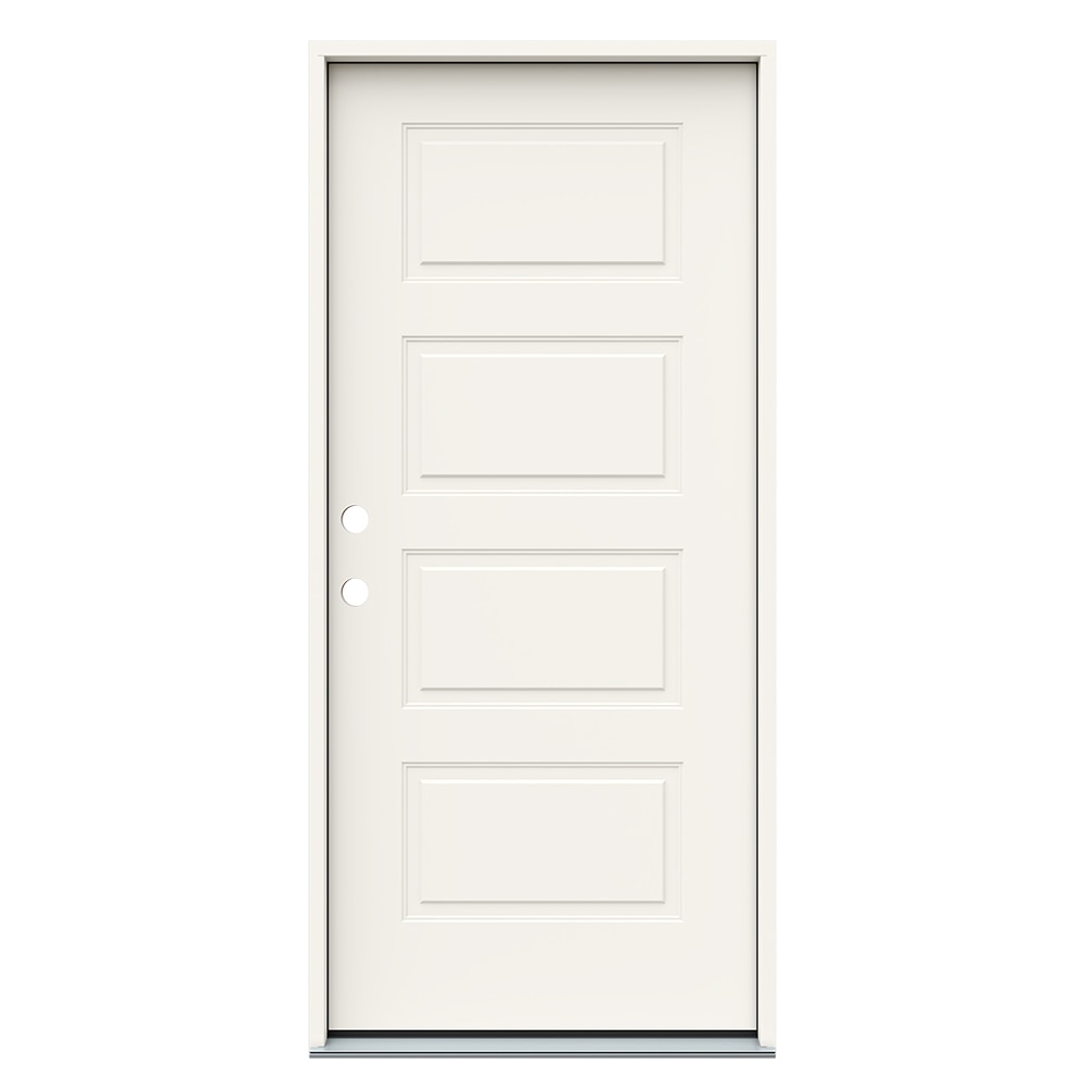 JELD-WEN JW250500026 36-in x 80-in x 4-9/16-in Steel No glass Right-hand inswing Primed Prehung Front Door Insulating core