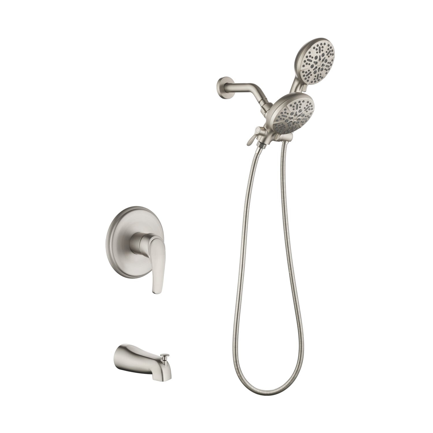 LUCKY ONE MA-ME59284 Brushed Nickel 4.72-in Dual Head Built-In Shower Faucet System with 2-way Diverter ( Pressure-balanced Valve Included )