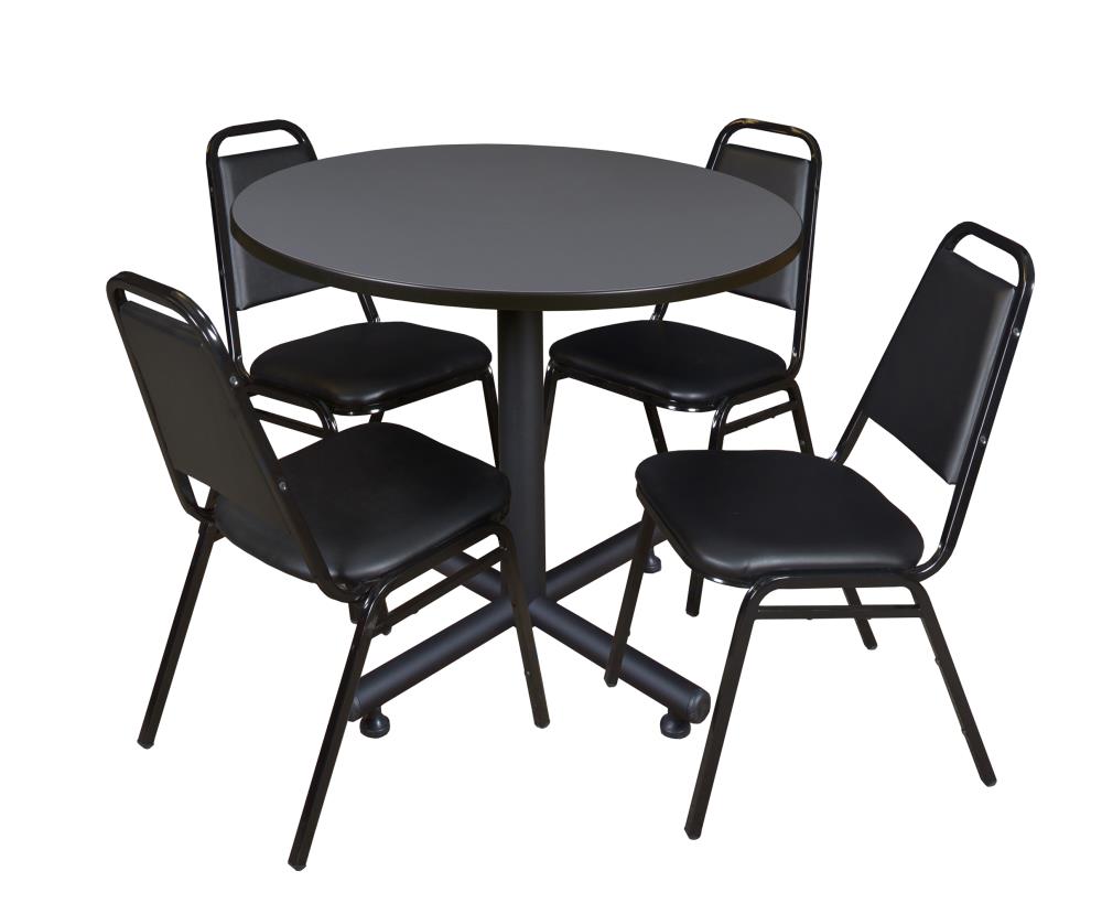 Regency TKB42RNDGY29BK Breakroom Gray 4-Person Training Table (42-in W x 29-in H)
