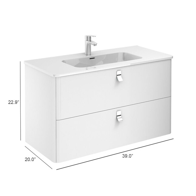 WS Bath Collections Concert 39-in Gloss White Single Sink Floating ...