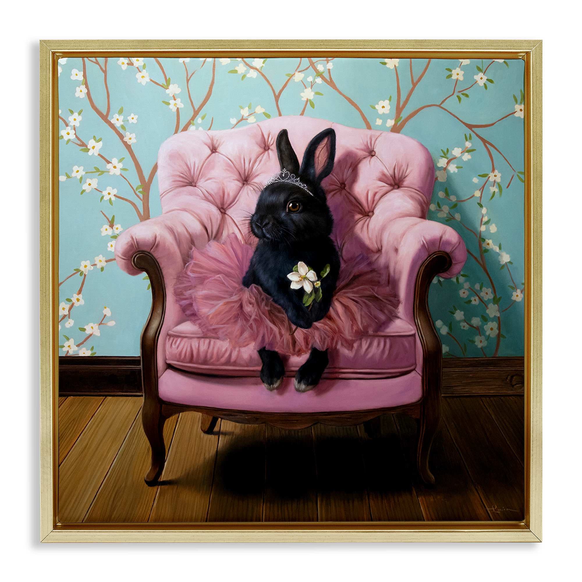 Stupell Industries BS-785-FFG-17X17 Girlie Rabbit in Tutu Floating Frame design by Lucia Heffernan