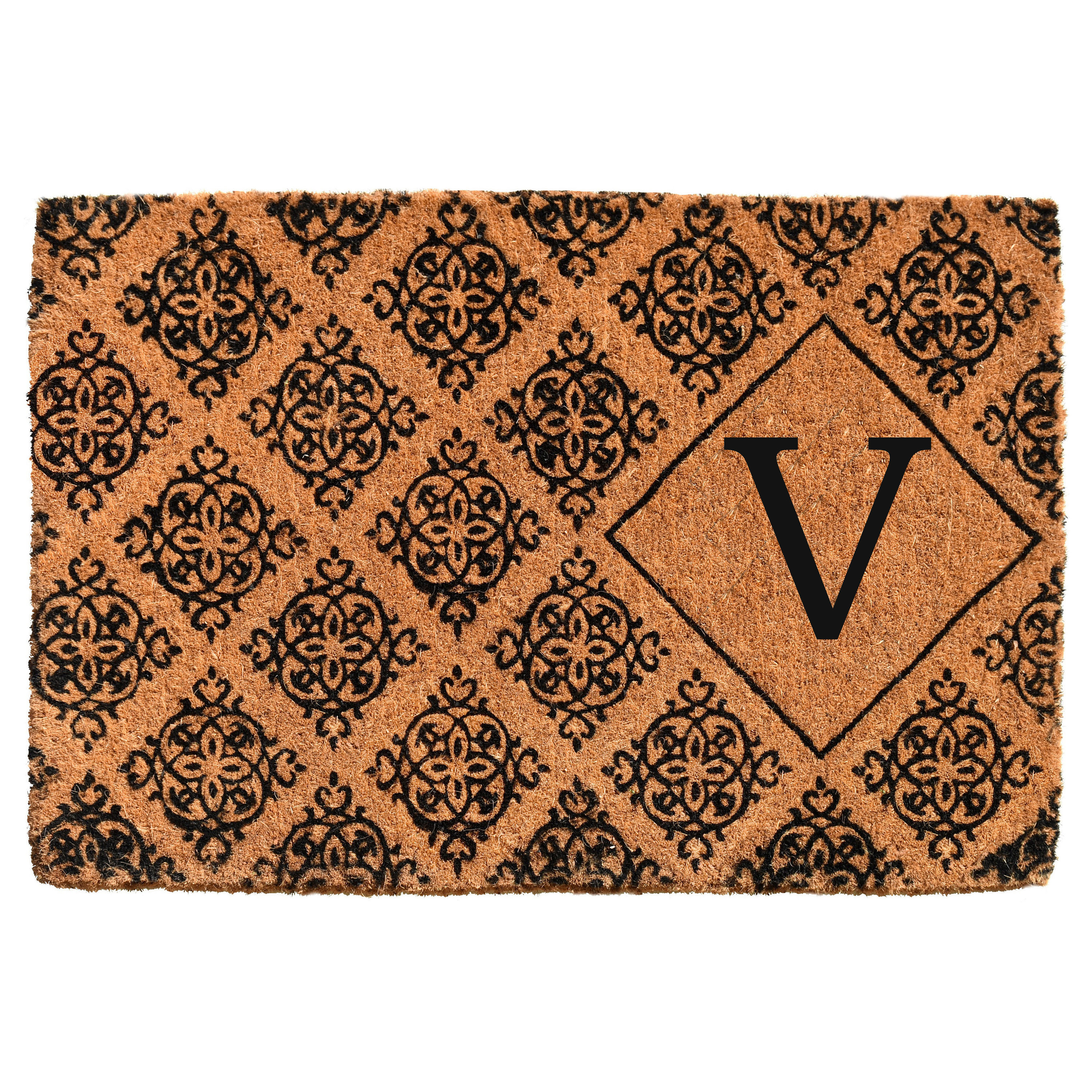 Callowaymills 103332436V 24-in x 36-in Natural/Black Coir Non-Slip Grip Indoor or outdoor Decorative Door Mat