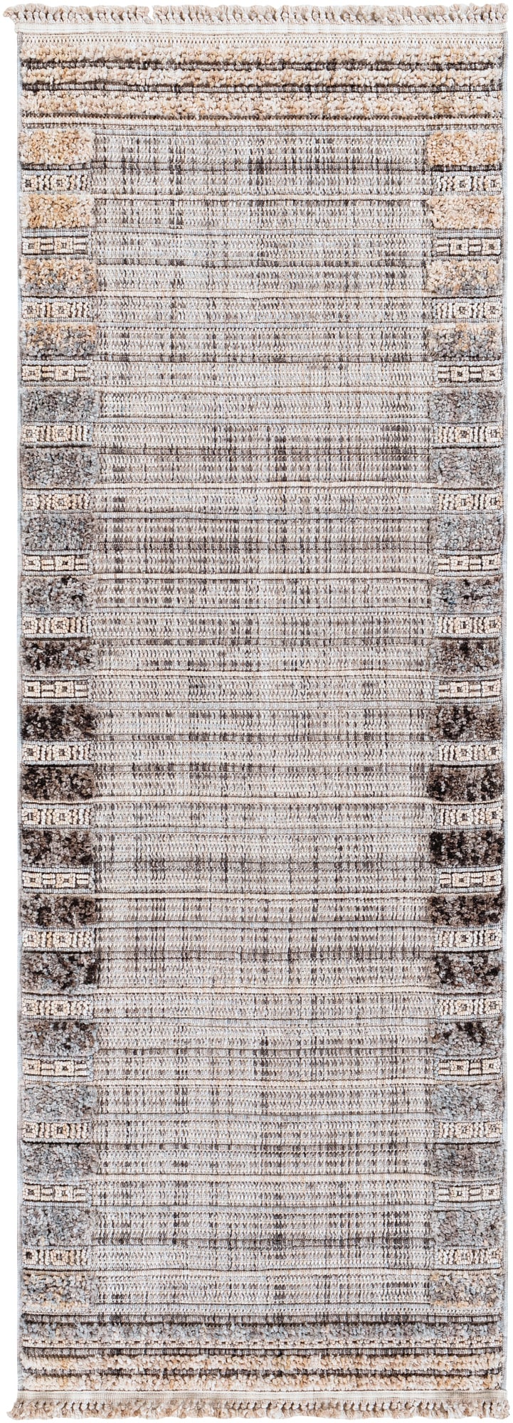 Livabliss ZRZ2308-2773 Zaragoza 3 x 8 (ft) Polyester Medium Gray Rectangular Indoor Tribal Global Runner rug
