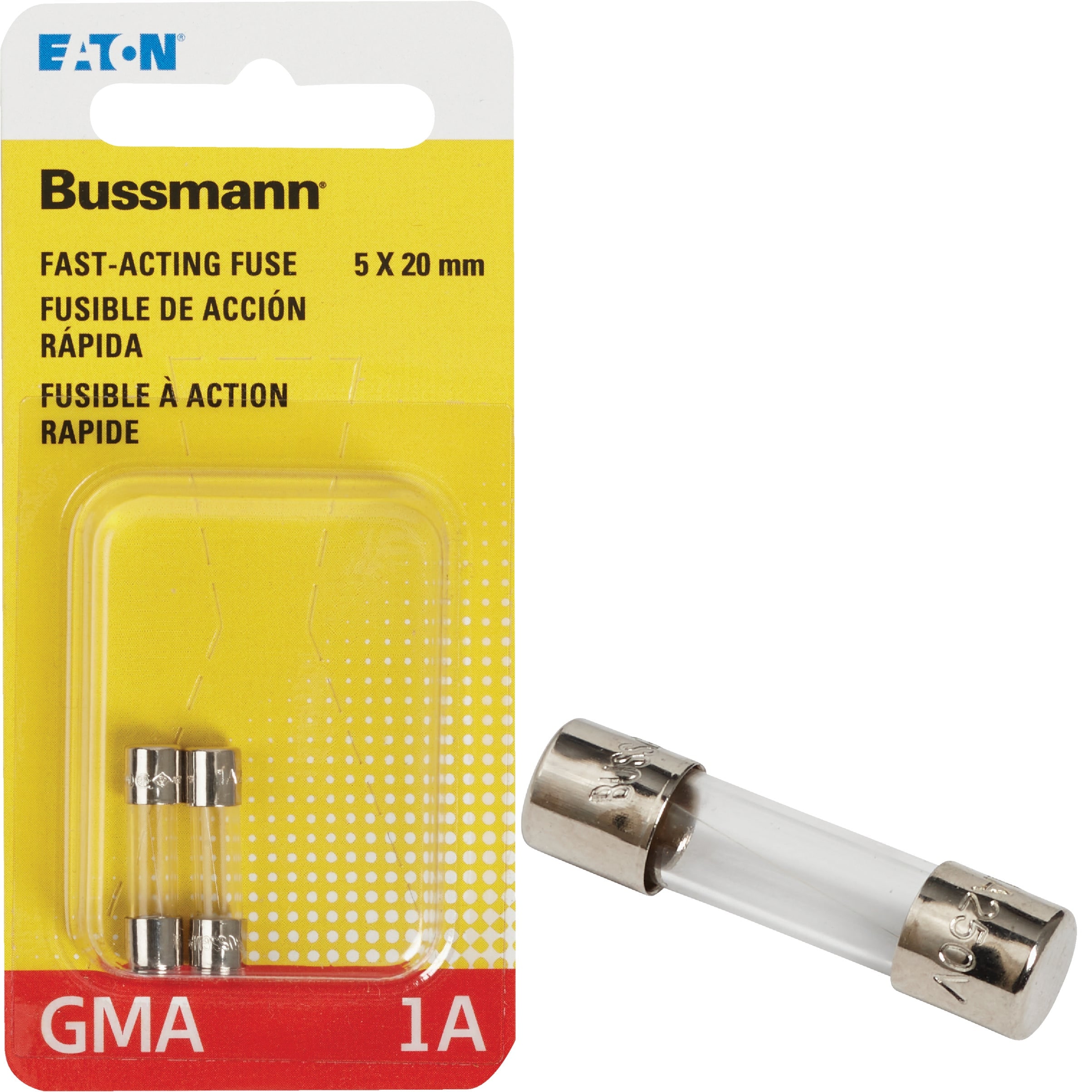Bussmann BP/GMA-1A 1 Amp 125V Glass Fast-Acting Fuse 5 mm x 20 mm UL ...