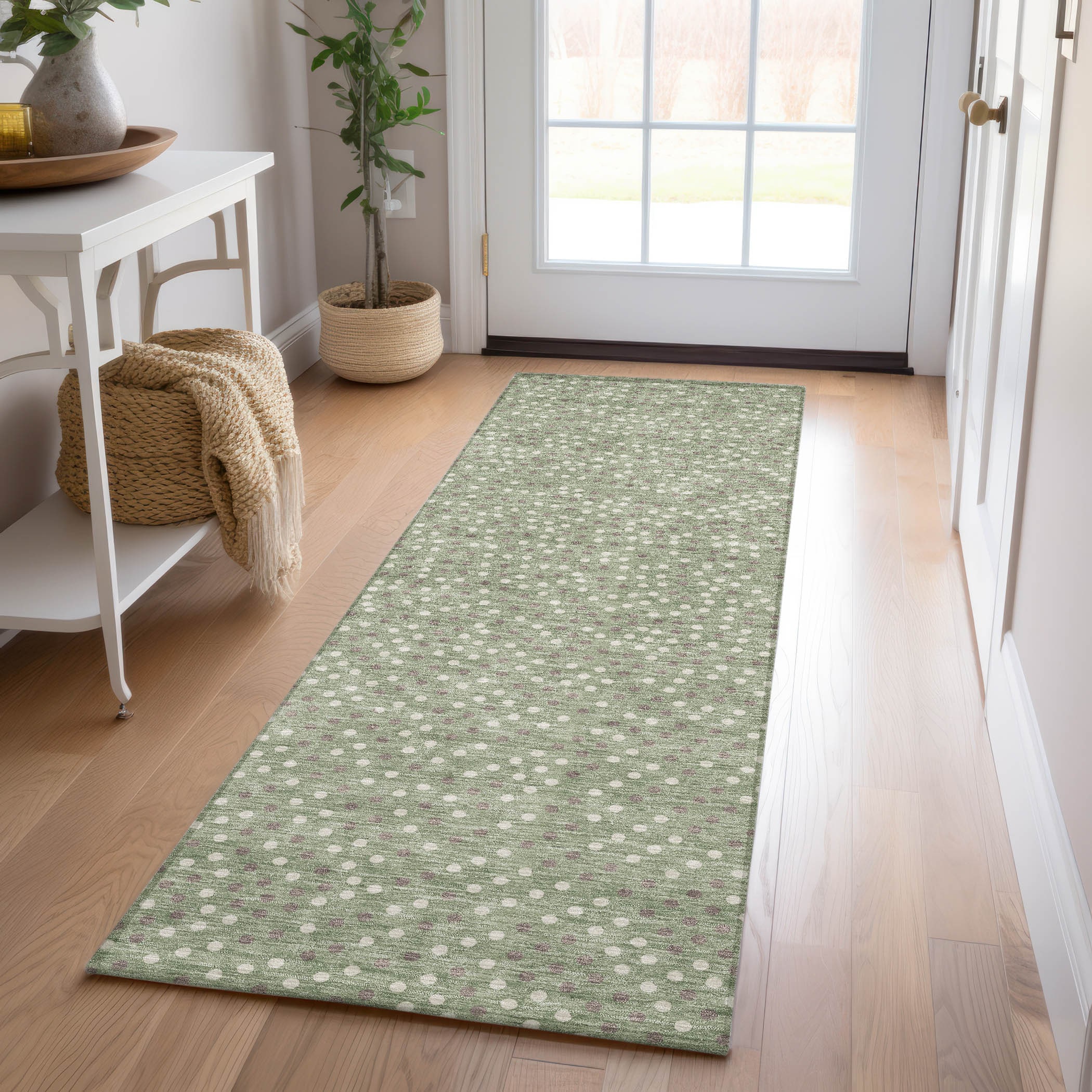 Addison Rugs ACN1021SA2X8 Chantille ACN1021SA 2 x 7 (ft) Polyester Sage Rectangular Indoor/Outdoor Geometric Machine washable Runner rug