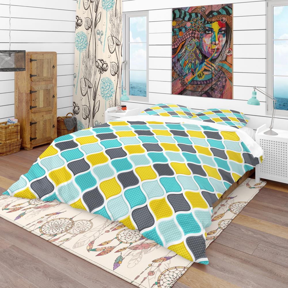 Designart BED18942-K 3-Piece Blue King Duvet Cover Set