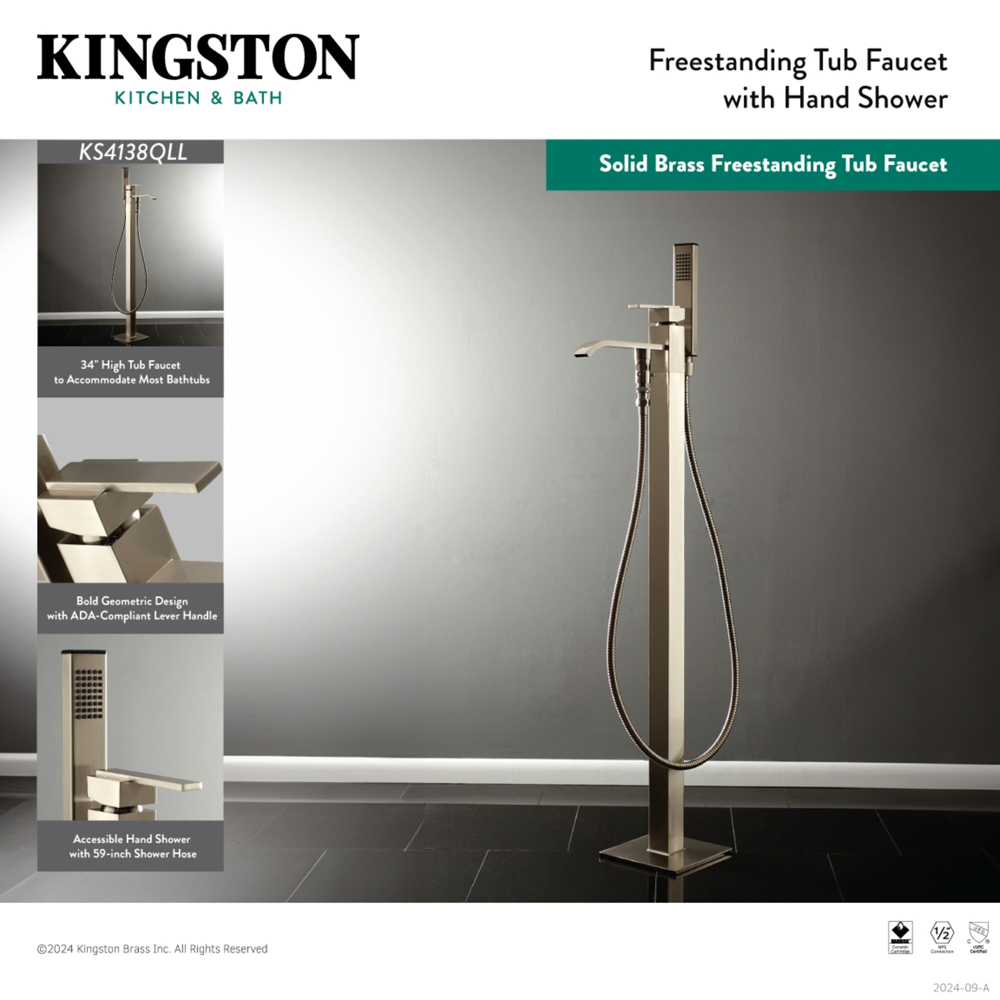 Kingston Brass WLKS4137QLL Roman-Tub-Faucets - View #4