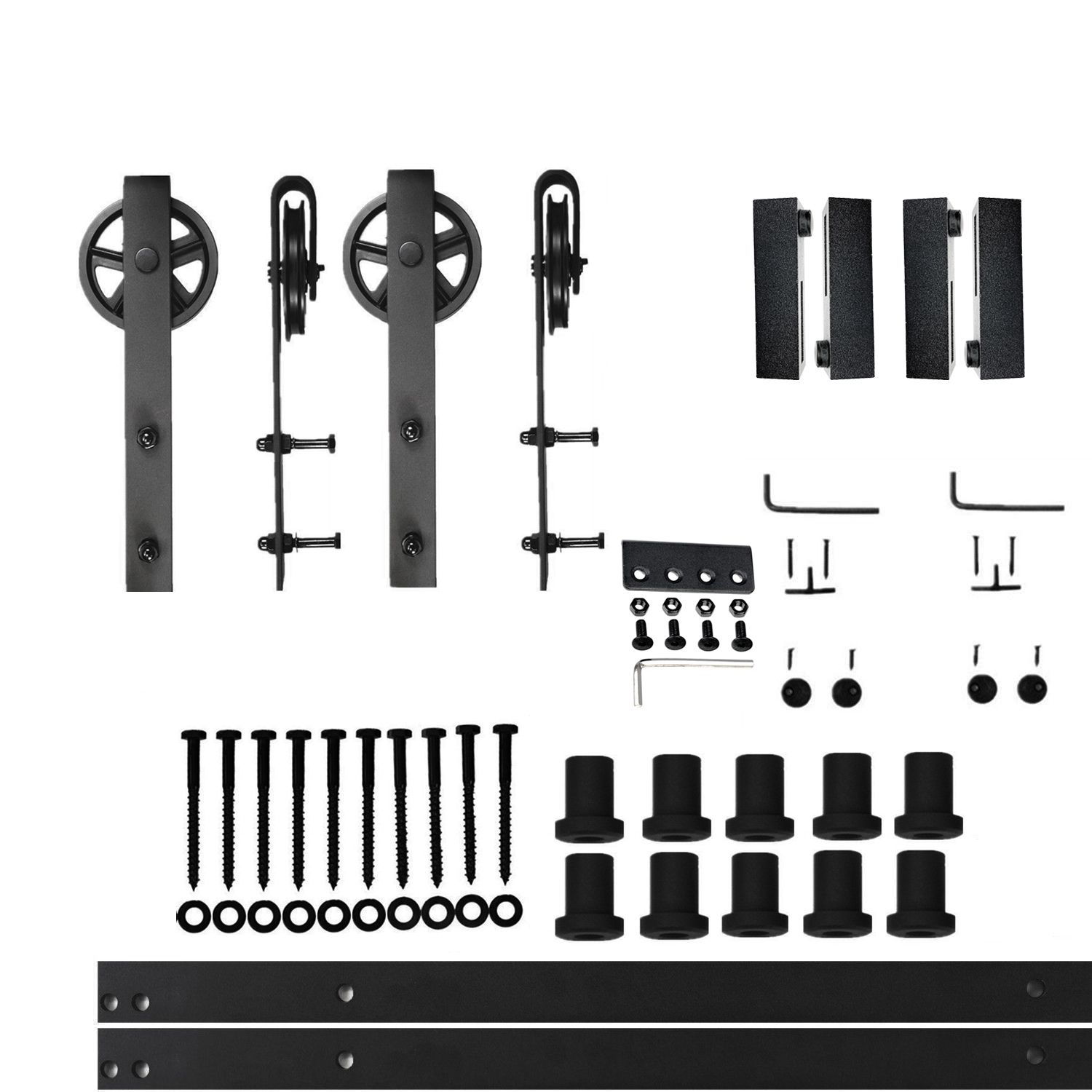 HOMACER 132-in Rustic Black Indoor Spoke Wheel Single Barn Door Hardware Kit HL1TGH132C Sansujyuku sansujyuku.com