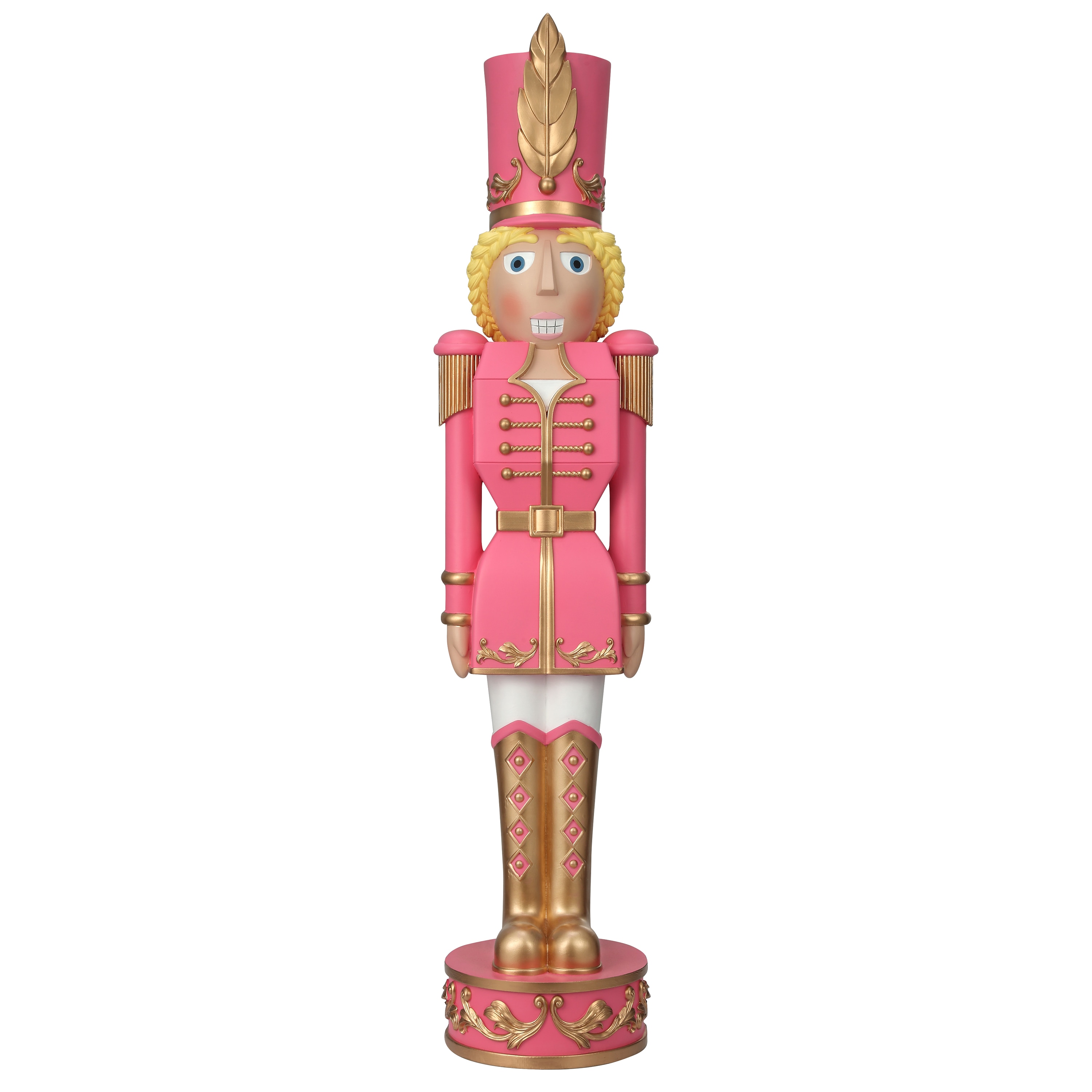37" Pink and Gold Resin Christmas Nutcracker
