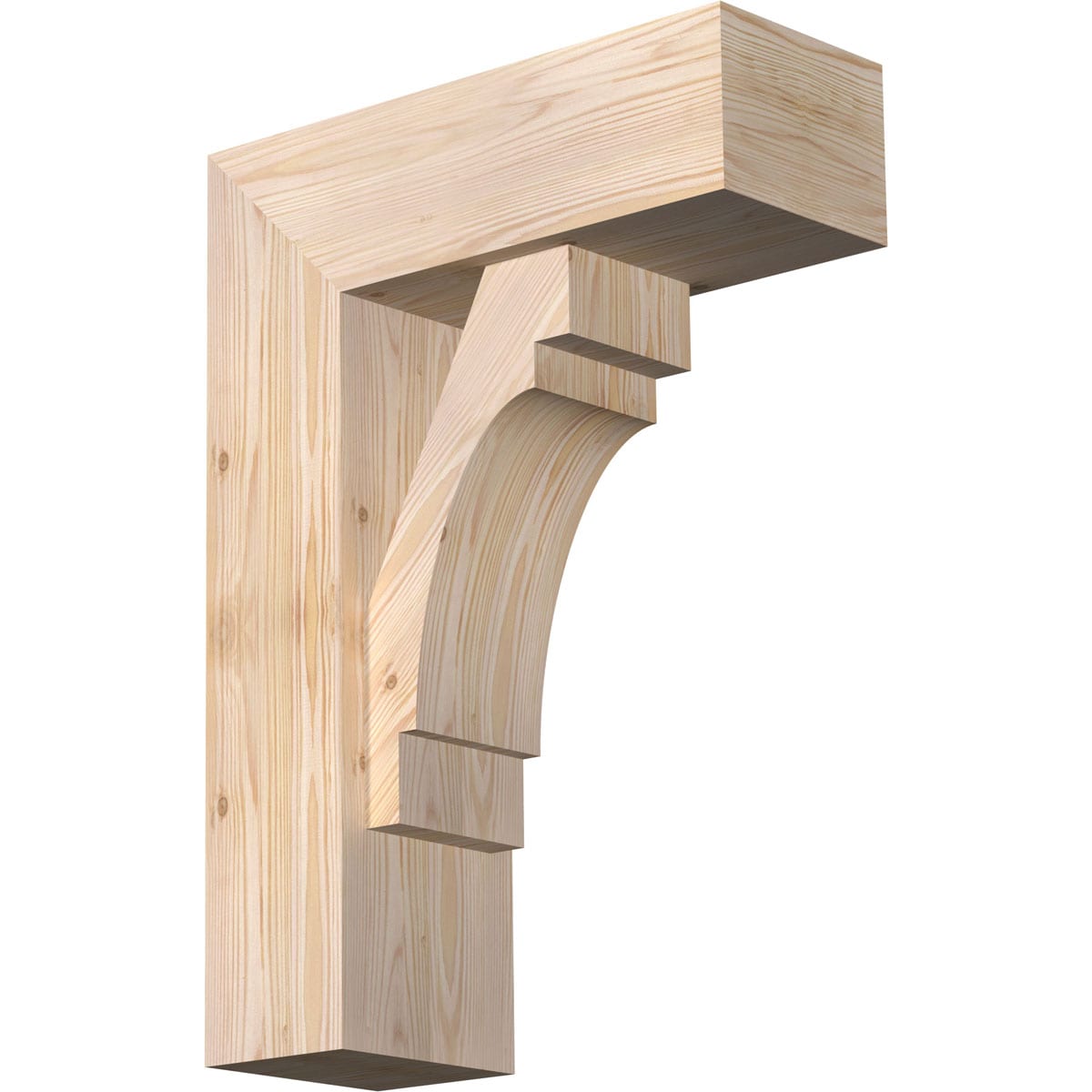 Ekena Millwork 1463368 Merced block smooth bracket with offset brace 7-1/2-in x 20-in x 28-in Douglas fir Brown Wood Standard bracket