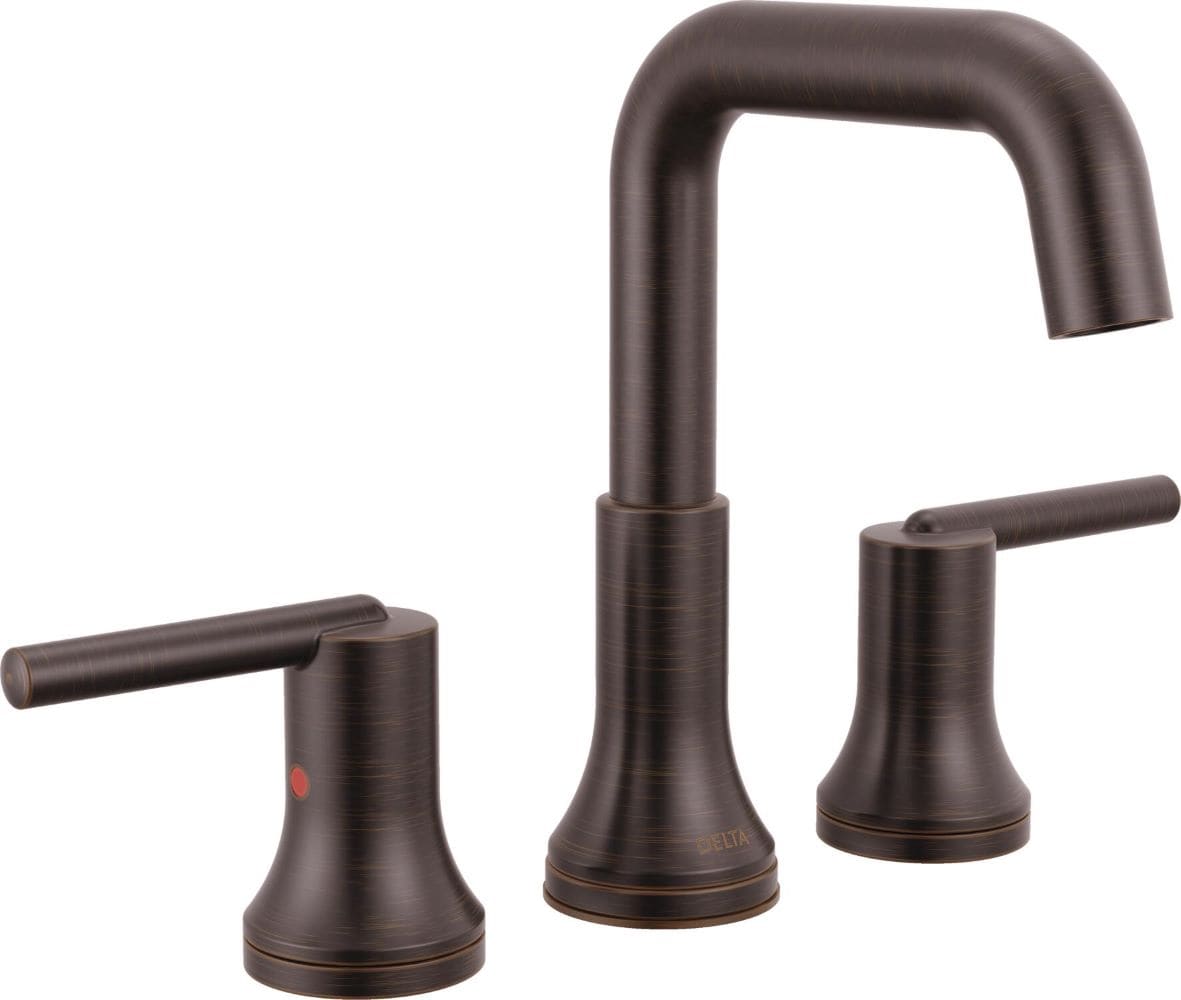 Delta 3554-RBMPU-DST Trinsic Venetian Bronze Widespread 2-handle WaterSense Mid-arc Commercial/Residential Handle Bathroom Sink Faucet with Drain