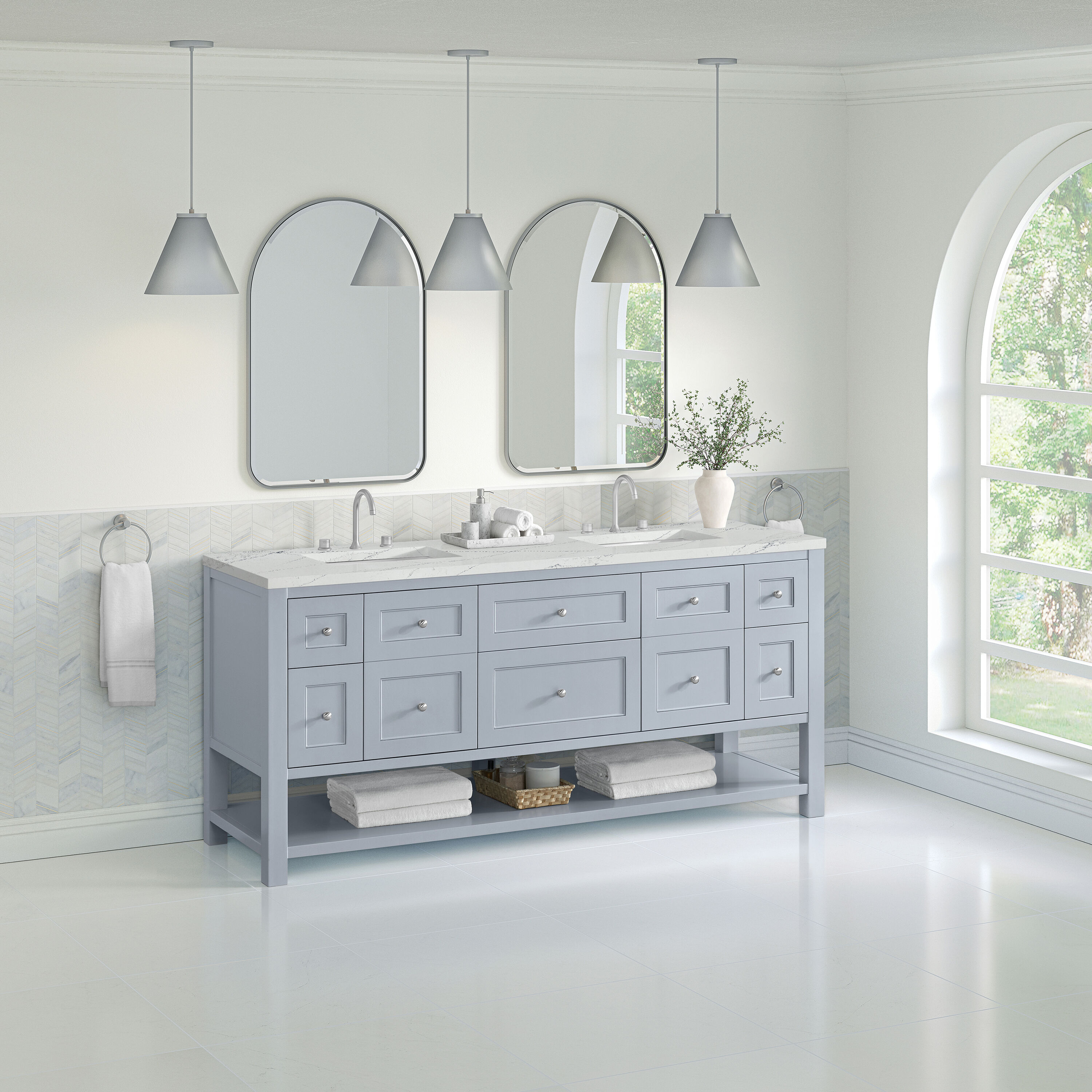 James Martin Vanities Breckenridge 72-in Serenity Blue Undermount 