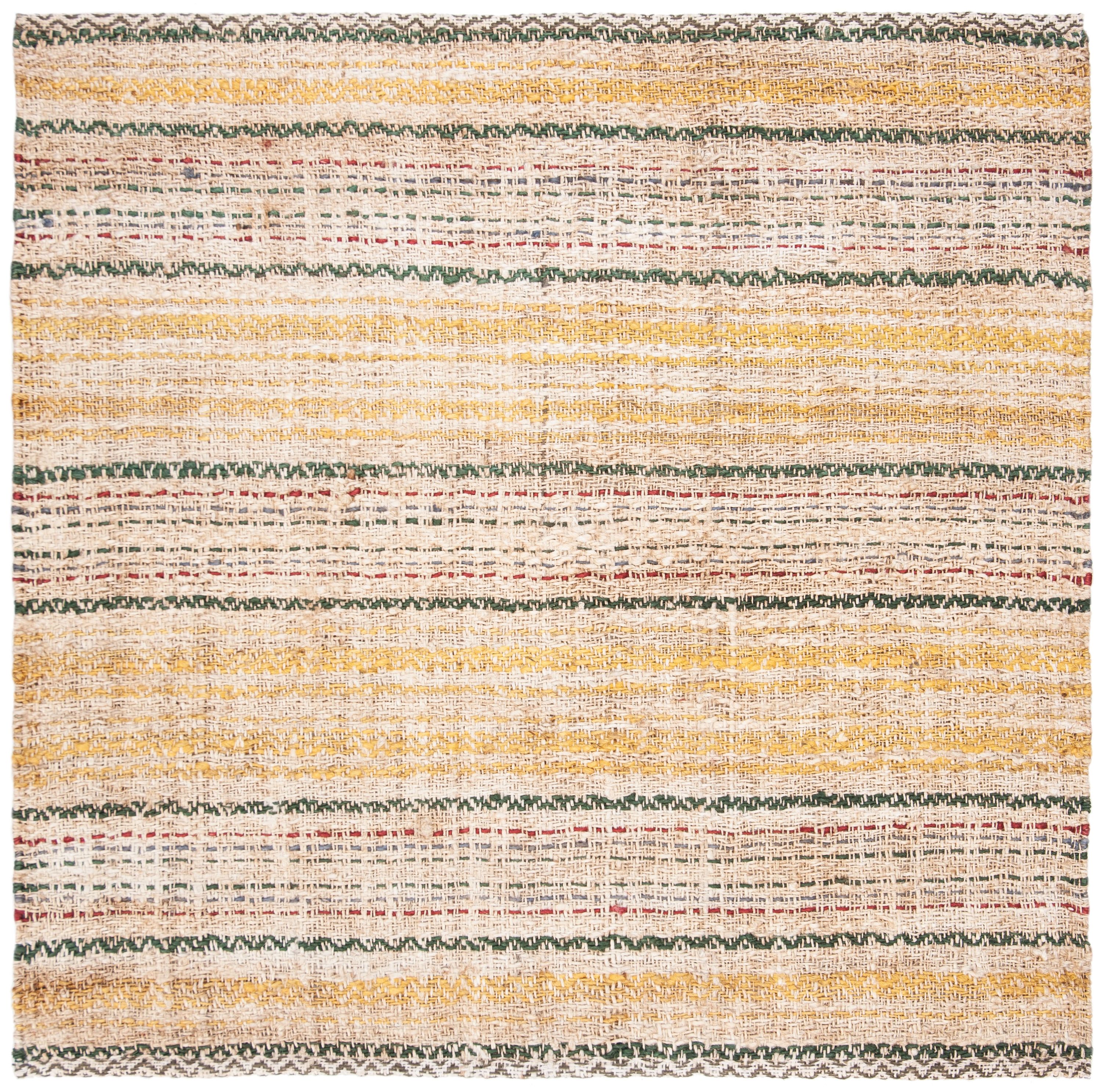 Safavieh NF202A-6SQ Natural Fiber Salem 6 x 6 (ft) Jute Ivory/Gold Square Indoor Stripe Farmhouse/Cottage Area rug