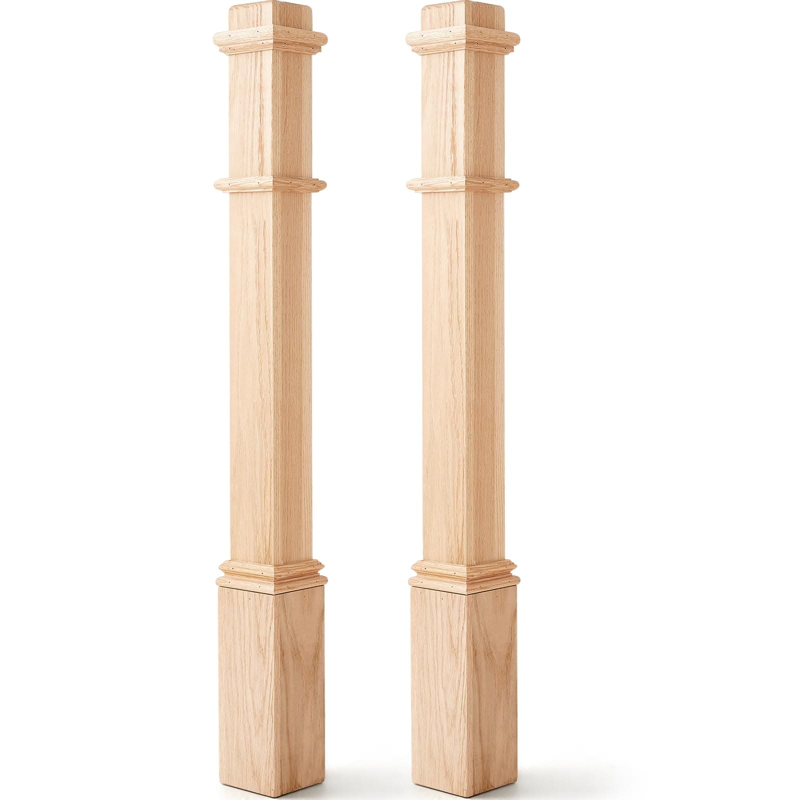 Aoibox 48 in Solid Red Oak Box Newel Posts with 3 5 in Post and 4 5 in ...