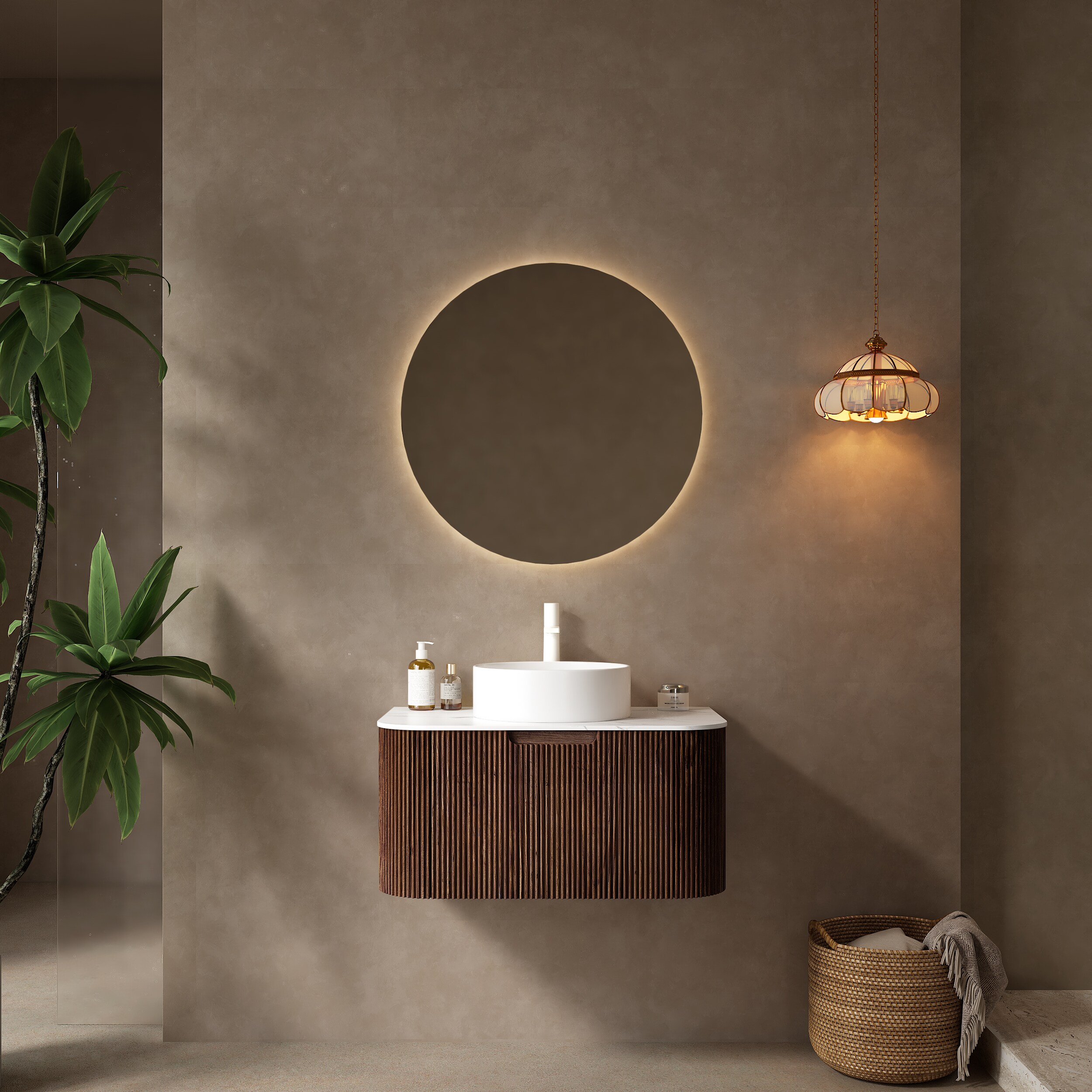 LUXEYARD Bathroom Vanity with Sink with Drawer White Ceramic Basin without Faucet