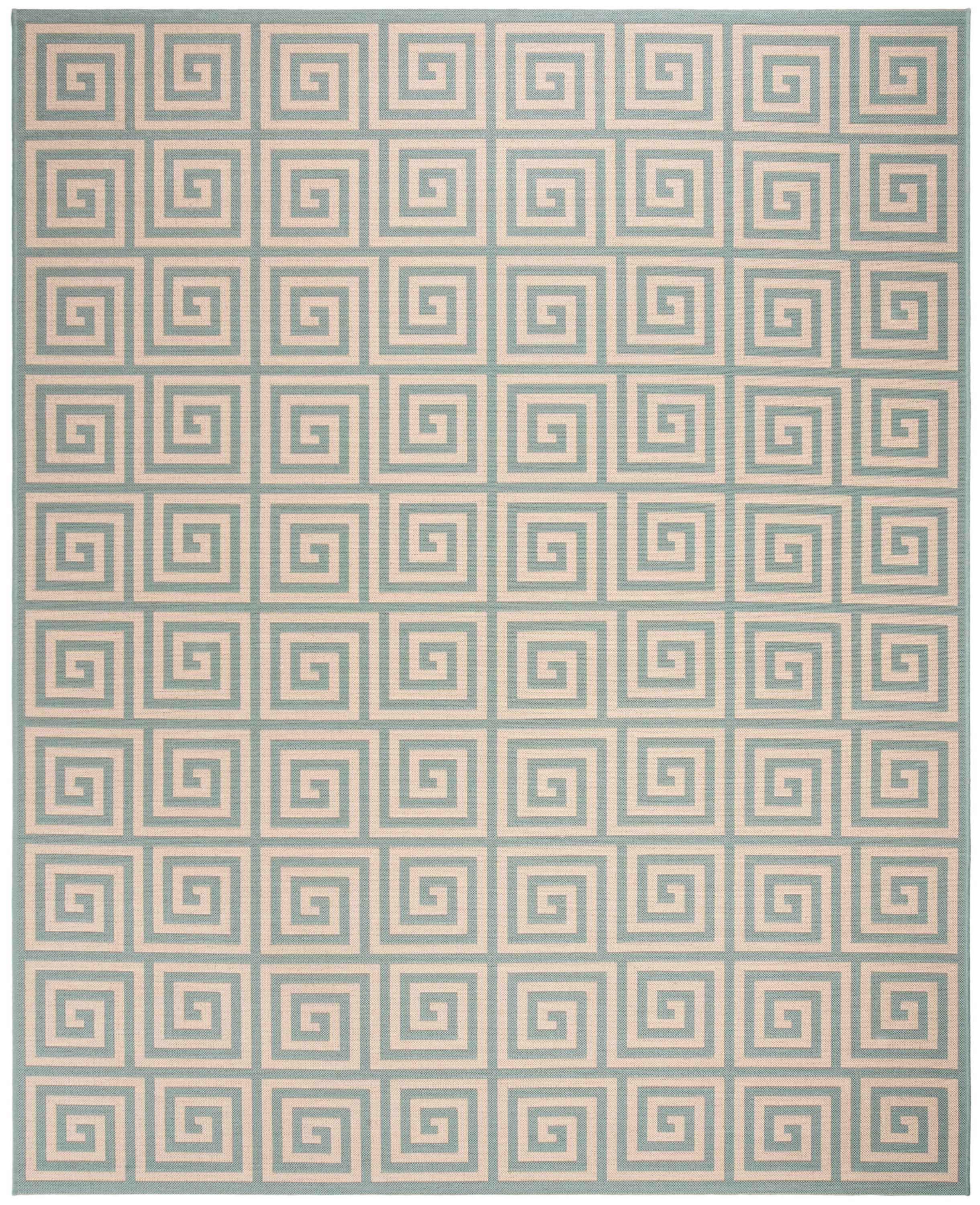 Safavieh LND129L-8 Linden Greko 8 x 10 (ft) Loomed Polypropylene Cream/Aqua Rectangular Indoor Abstract Bohemian/Eclectic Area rug