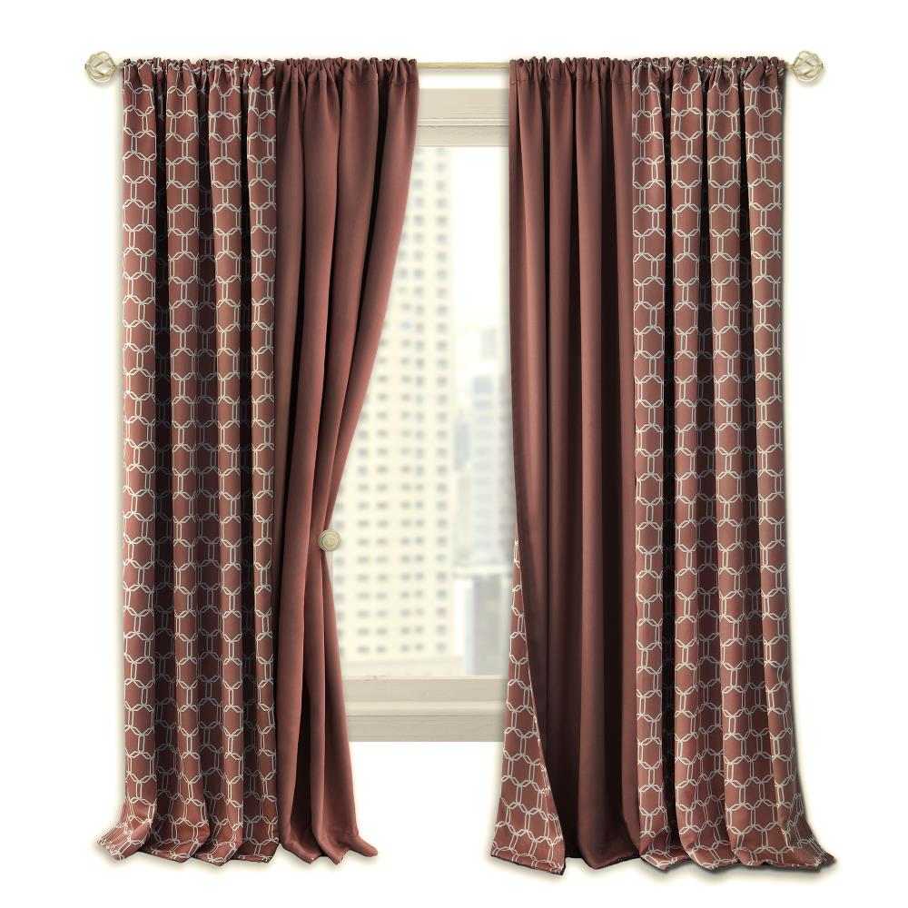 Metal Eyelet Ring Top Faux Silk  66" x 72"  Curtains. Striped Chocolate Brown 