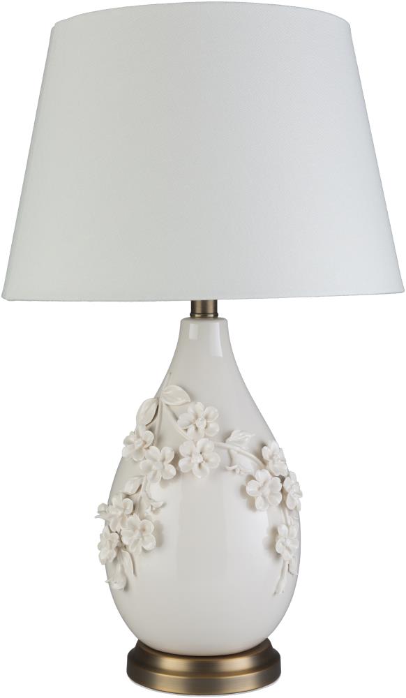 Surya TNB-001 Turnbury 25.5-in White 3-way Table Lamp with Linen Shade