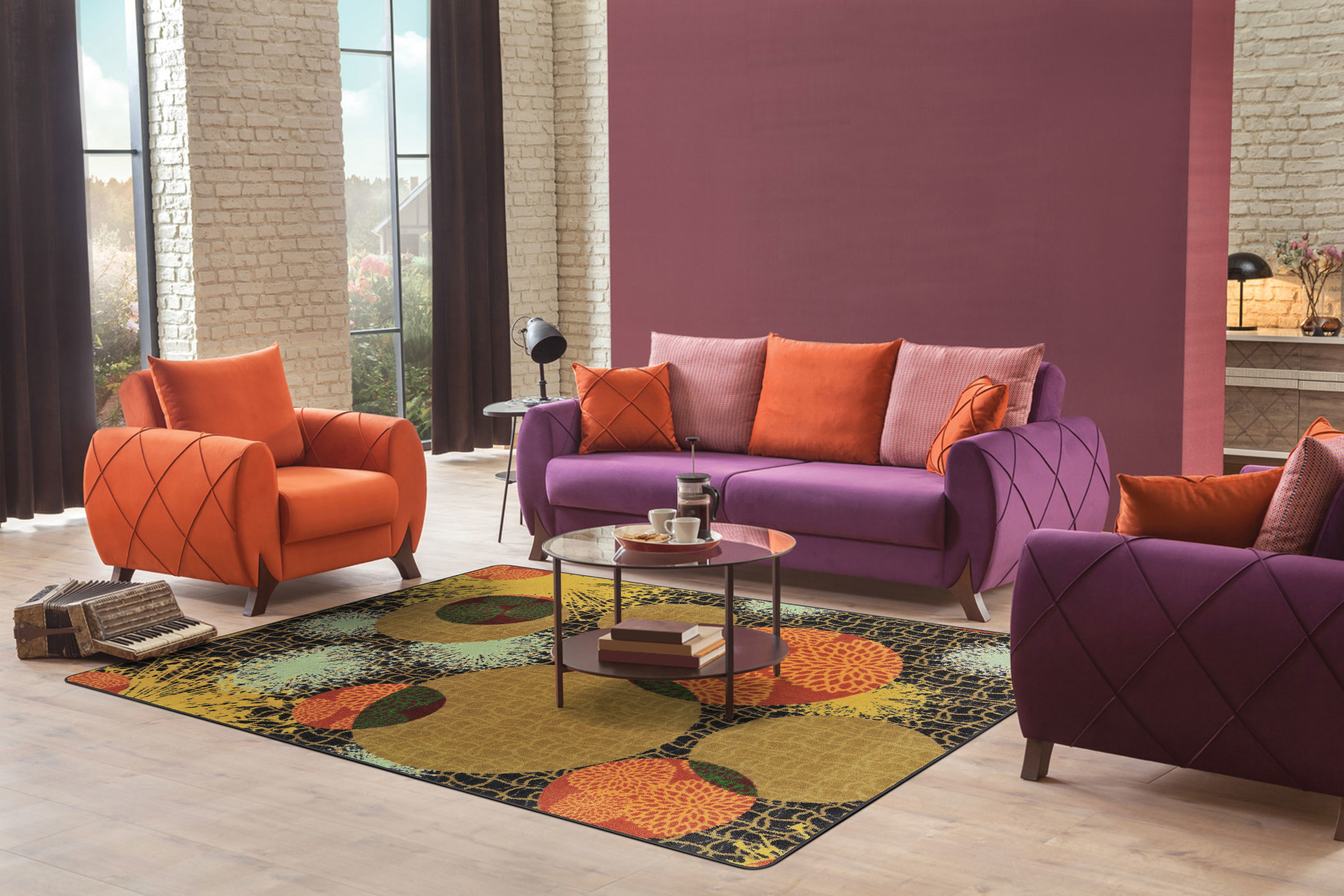 Joy Carpets 1981C-01 First Take 5 x 8 (ft) Tufted Nylon Autumn Rectangular Indoor Abstract Bohemian/Eclectic Area rug