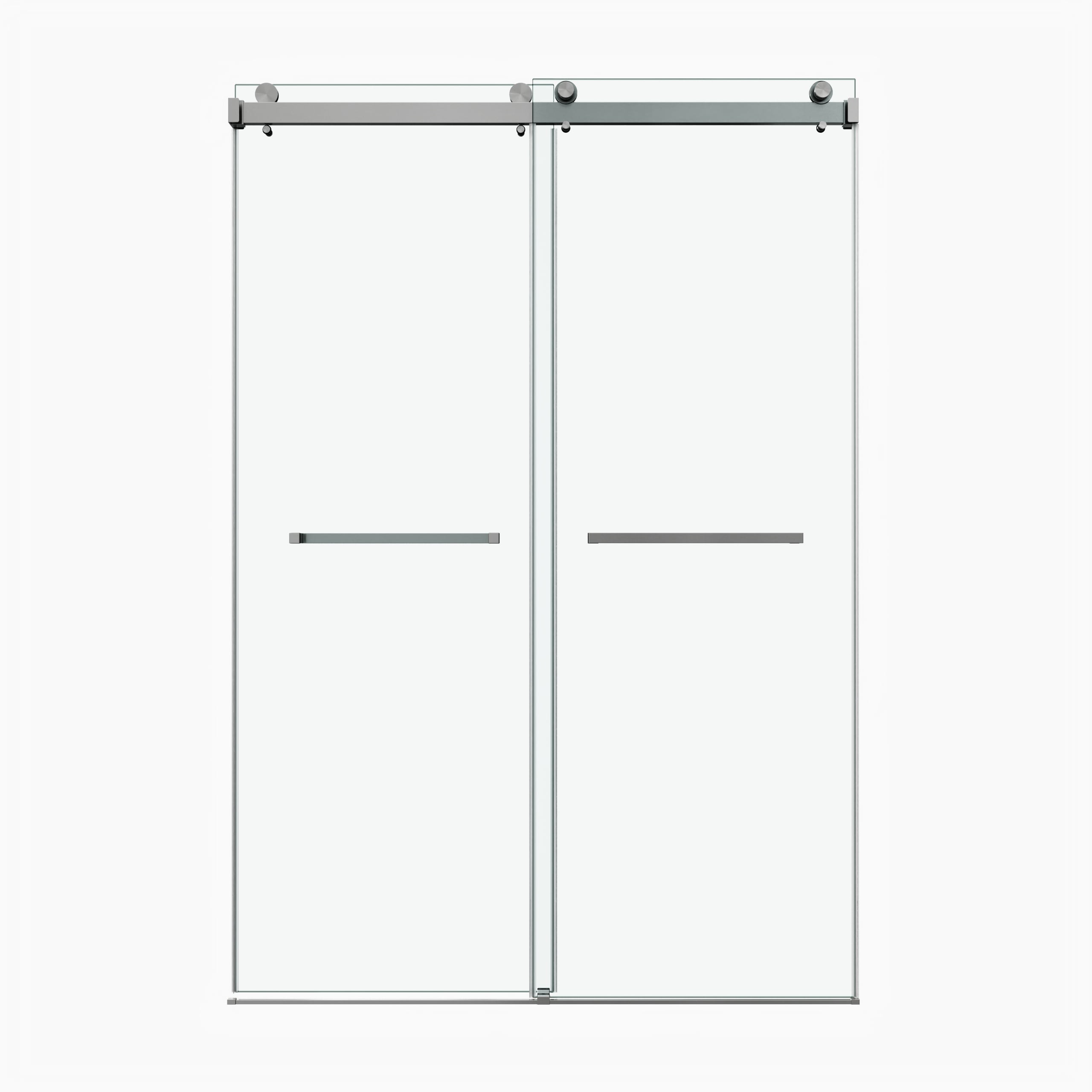 LIVACA - 60 inch x 76 inch Brushed Nickel Frameless Double Sliding Shower Door with 3/8 inch SGCC...