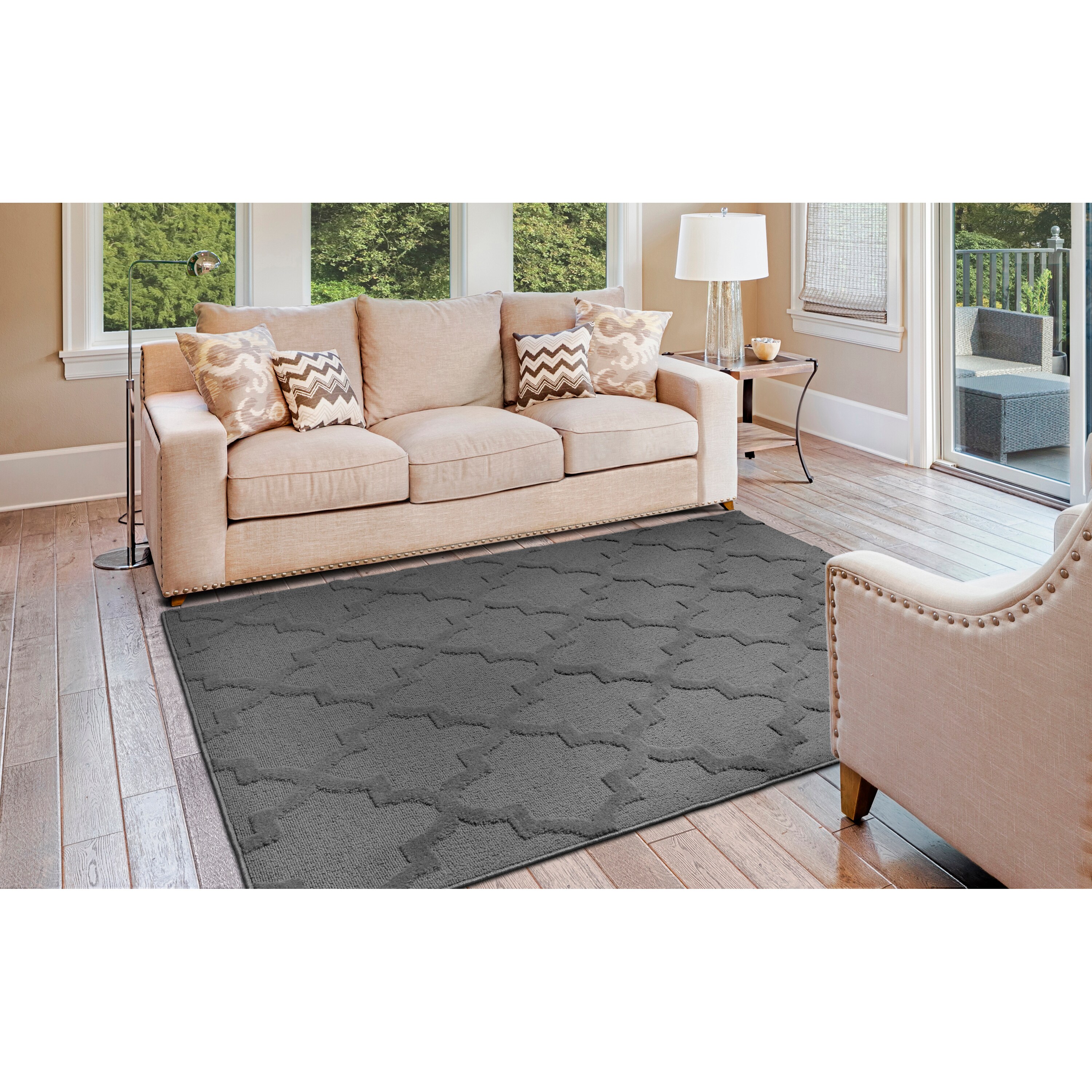 Garland Rug CL300N14414412 Quatro 12 x 12 (ft) Tufted Polypropylene Cinder Gray Square Indoor Geometric Farmhouse/Cottage Area rug