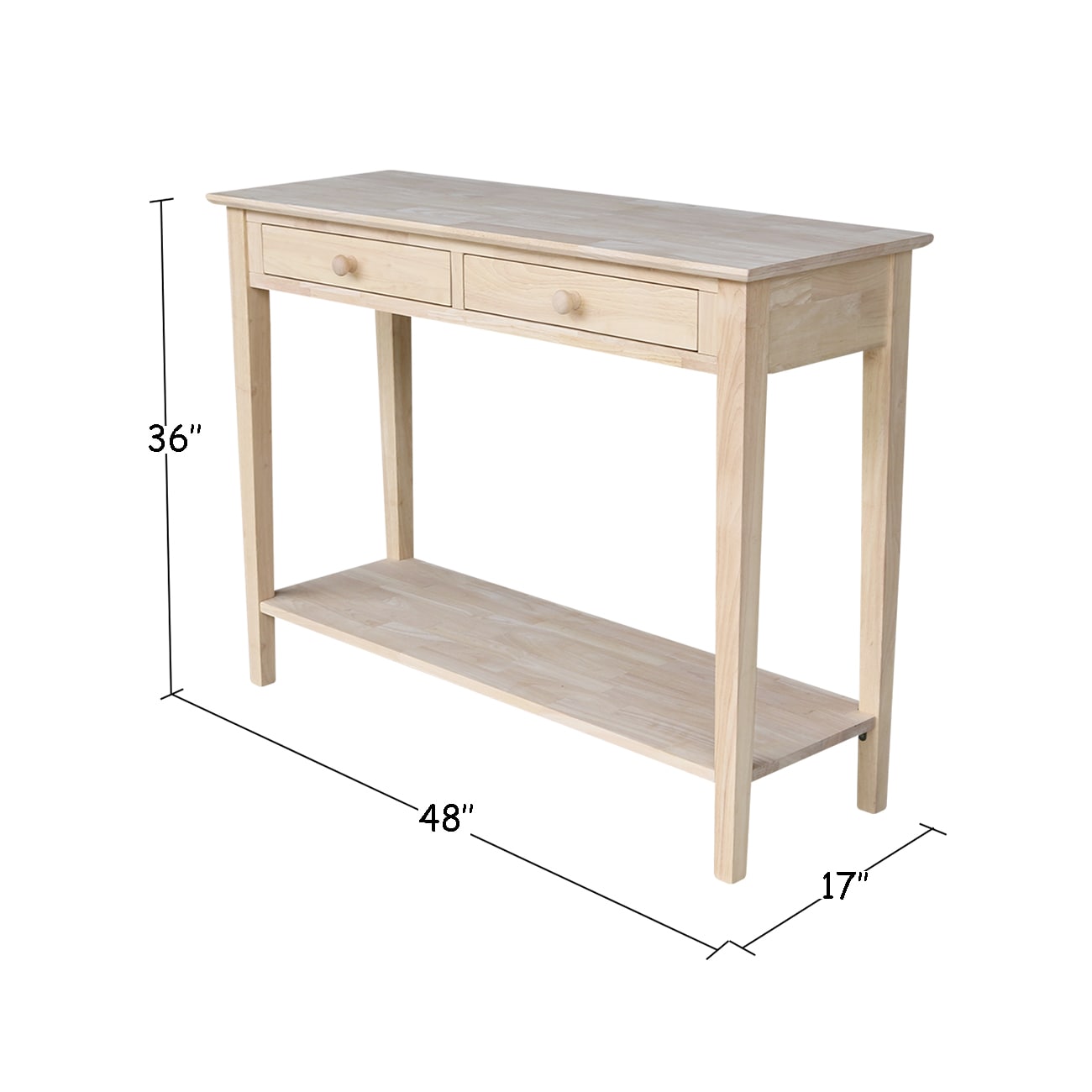 Spencer White Wood Sofa Console Table with Storage