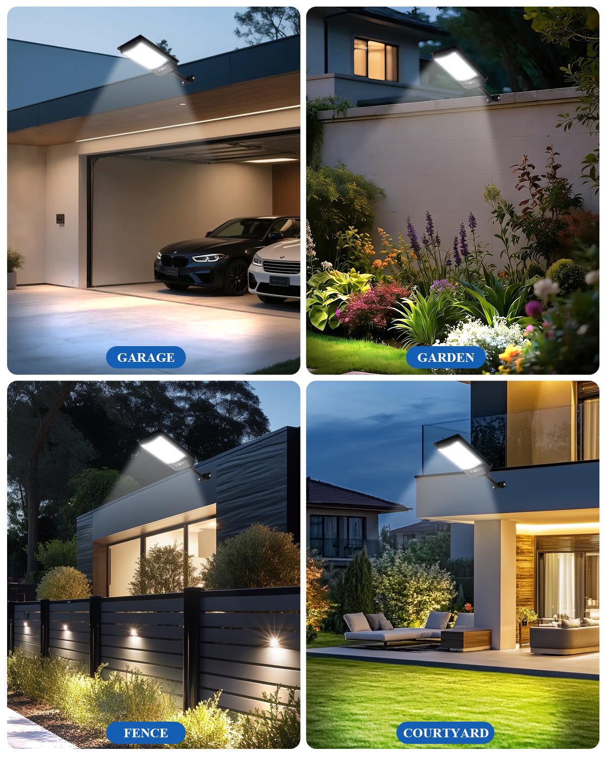 AOIZGMY Solar Street Lights Outdoor 2 Pack 216 LEDs 6500K Daylight ...