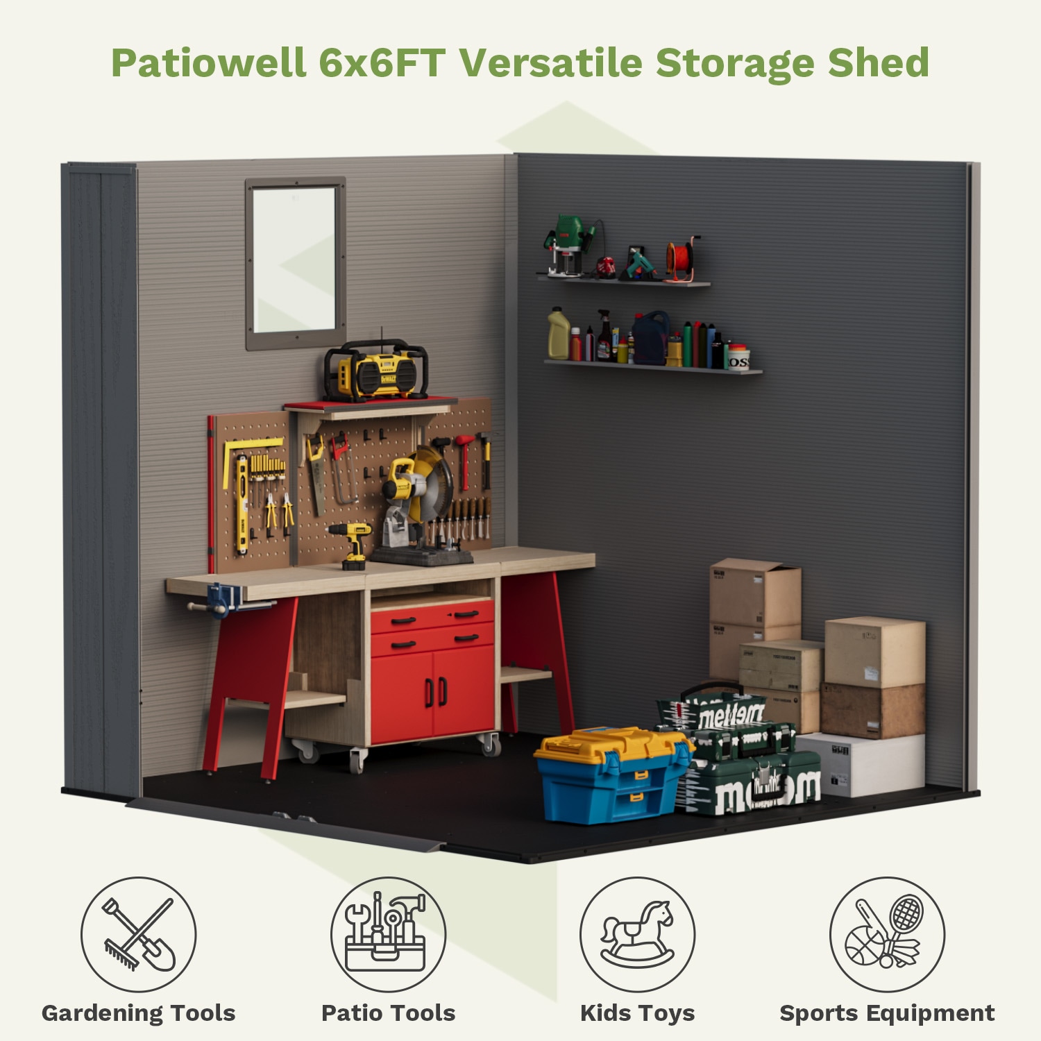 Patiowell WES-EN66-DGY Vinyl-Resin-Storage-Buildings - View #5
